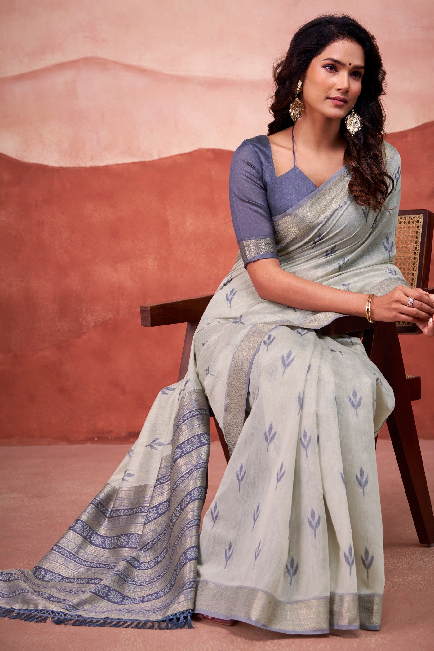 Buy MySilkLove Graphite Grey Woven Modal Cotton Saree Online