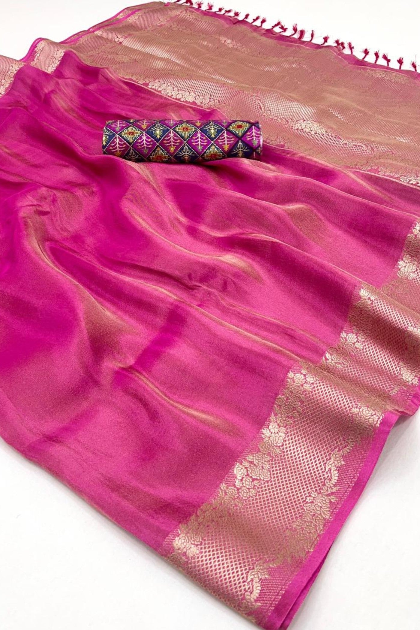 Buy MySilkLove Blossom Pink Tissue Silk Saree Online