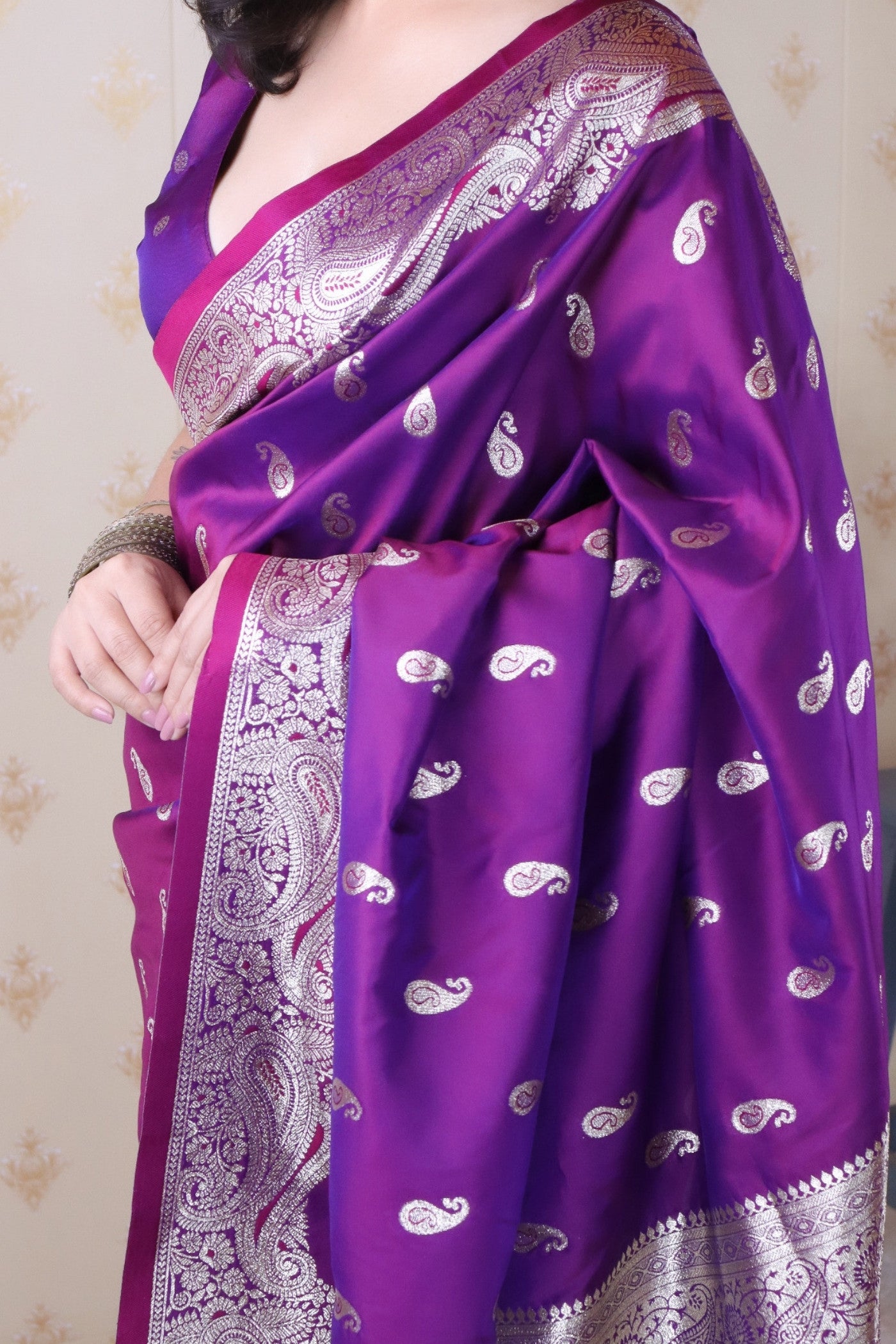 Buy MySilkLove Grape Purple Banarasi Handloom Saree Online