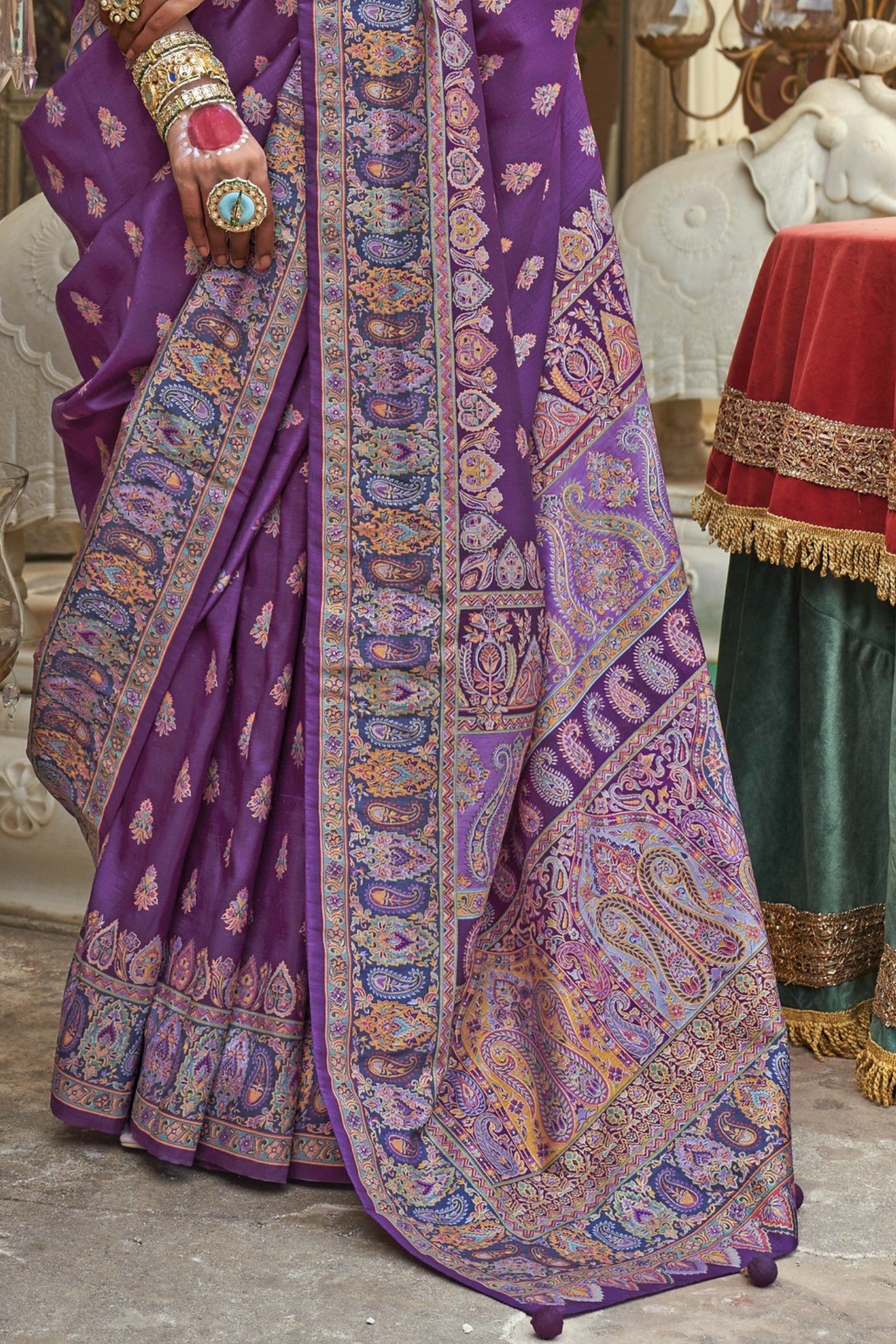 Buy MySilkLove Foxglove Purple Banarasi Jamawar Saree Online