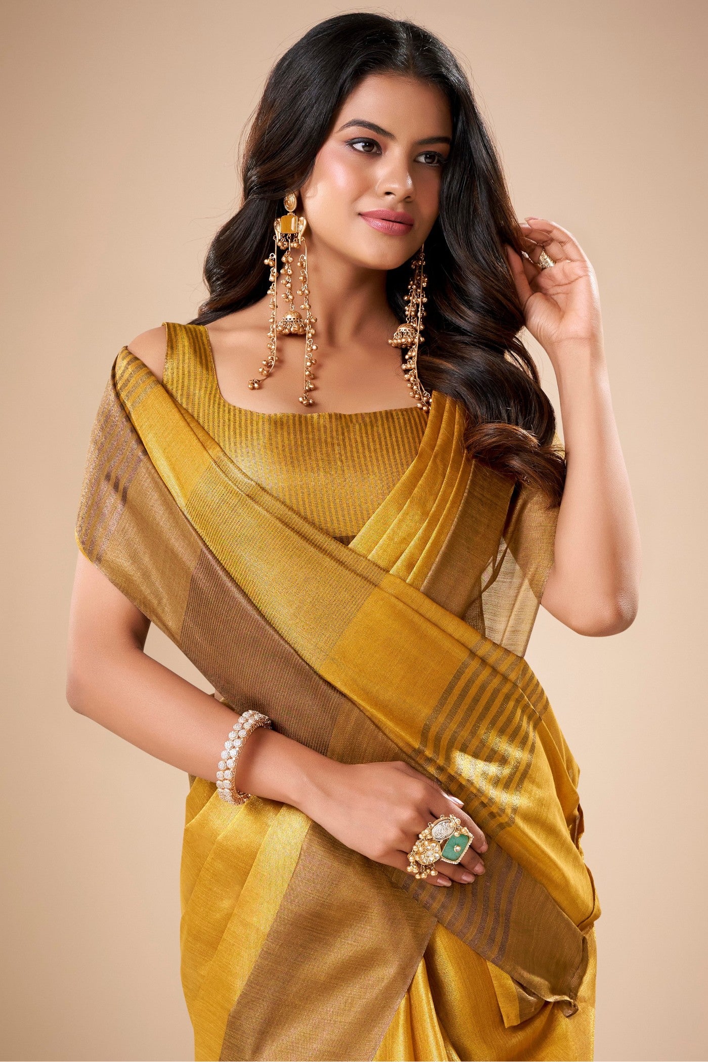 MySilkLove Goldenrod Yellow Handloom Tissue Saree