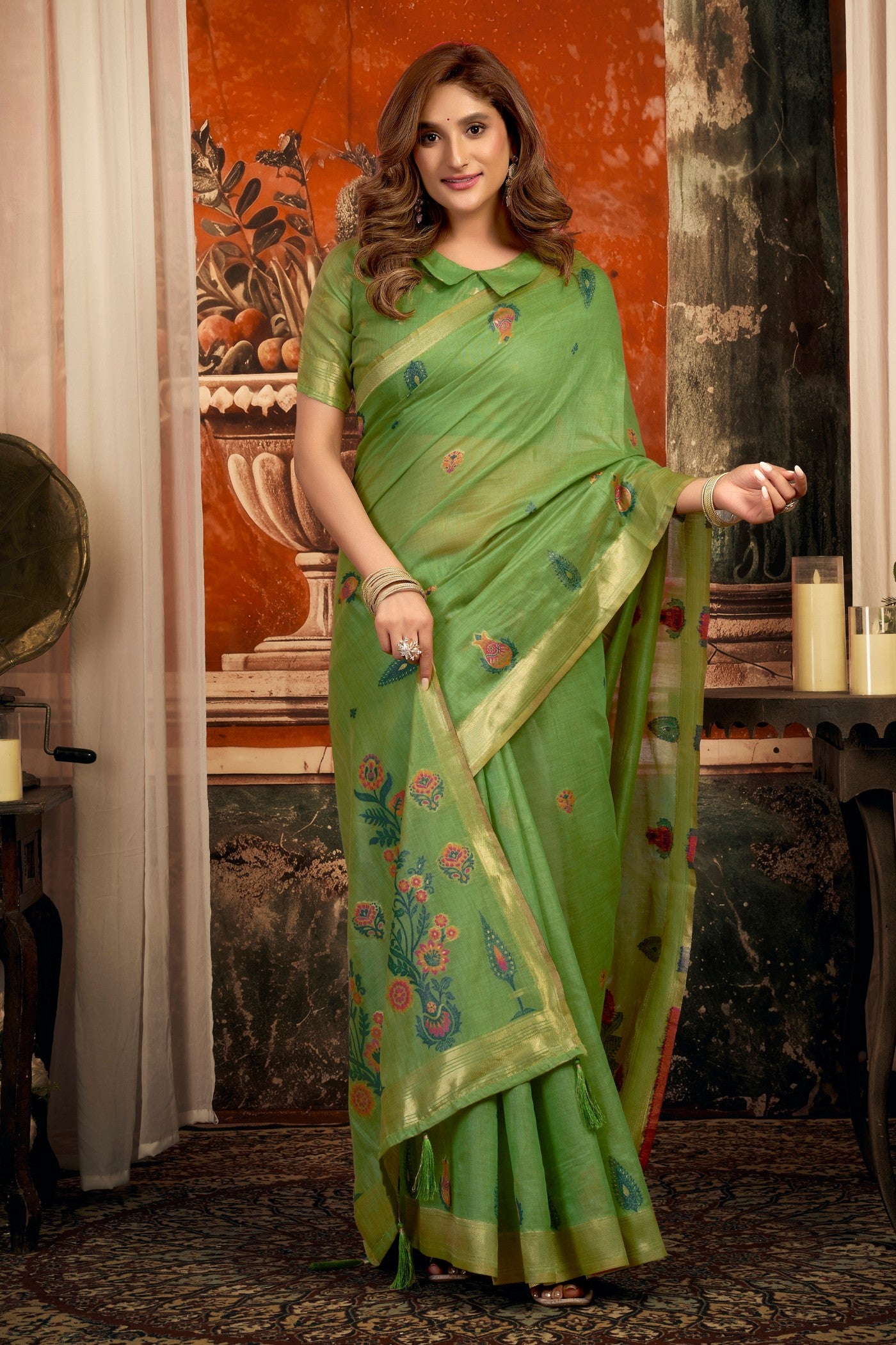 Buy MySilkLove Emerald Green Handloom Cotton Saree Online
