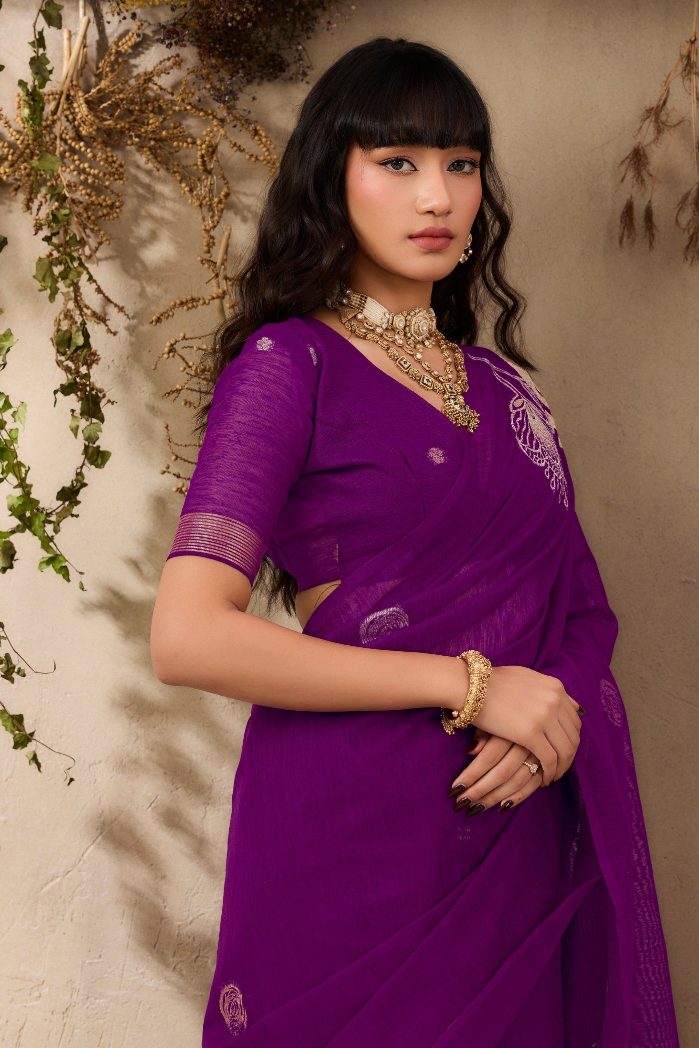MySilkLove Heliotrope Purple Munga Handloom Cotton Saree