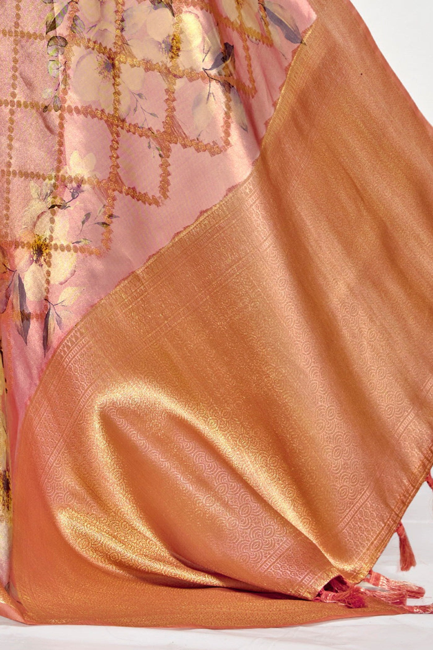 Buy MySilkLove Plum Peach Digital Printed Banarasi Saree Online