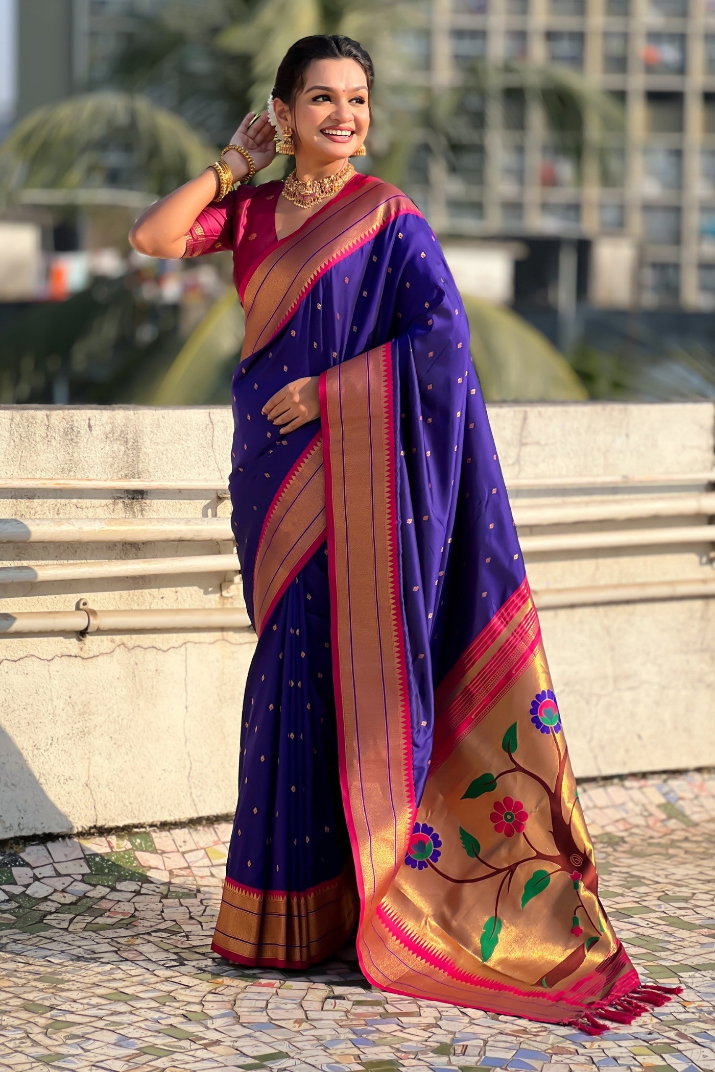 Buy MySilkLove Bluebonnet Zari Woven Paithani Saree Online
