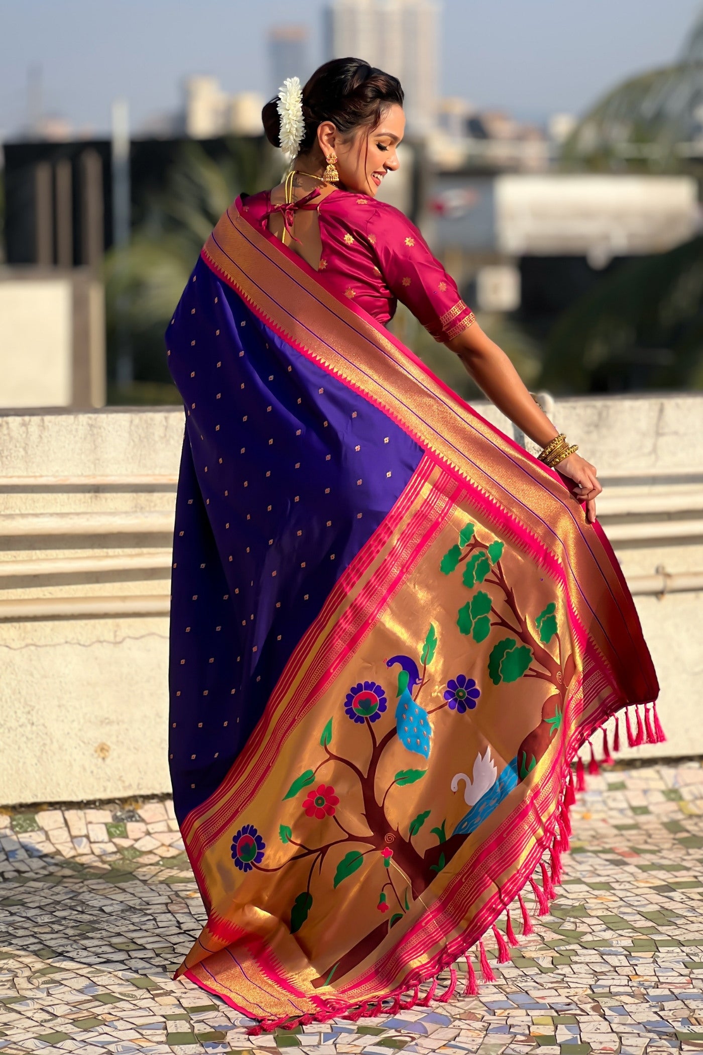 Buy MySilkLove Bluebonnet Zari Woven Paithani Saree Online