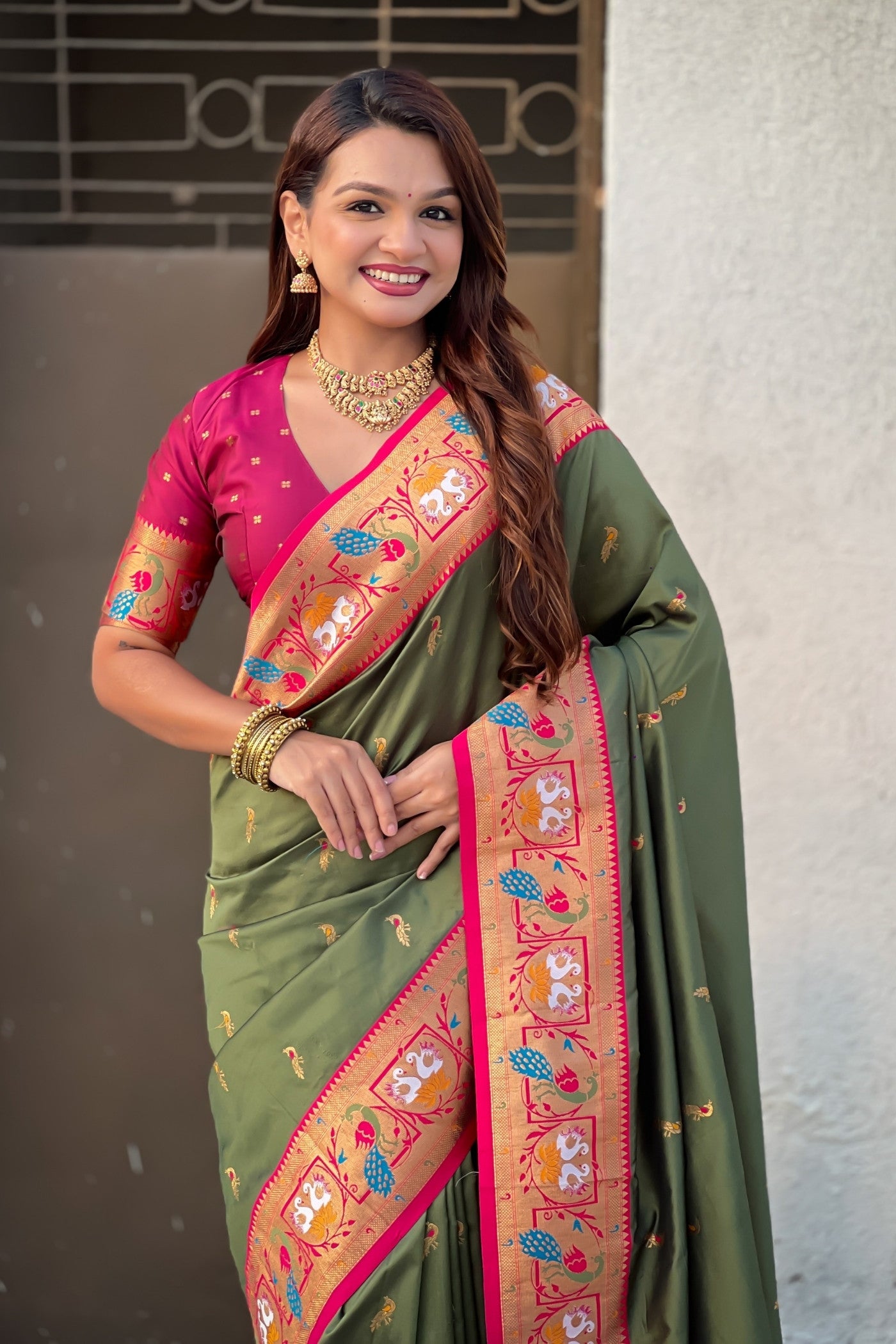Buy MySilkLove Heritage Green Zari Woven Paithani Saree Online