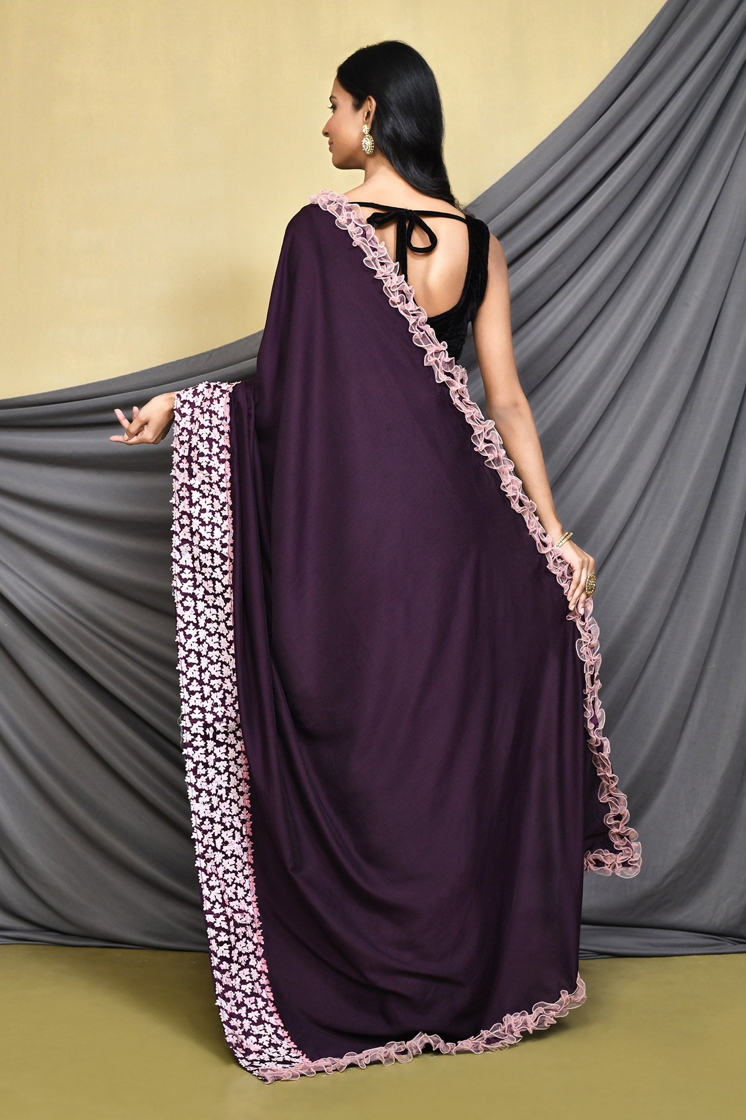 Buy MySilkLove Eggplant Purple Designer Georgette Saree Online