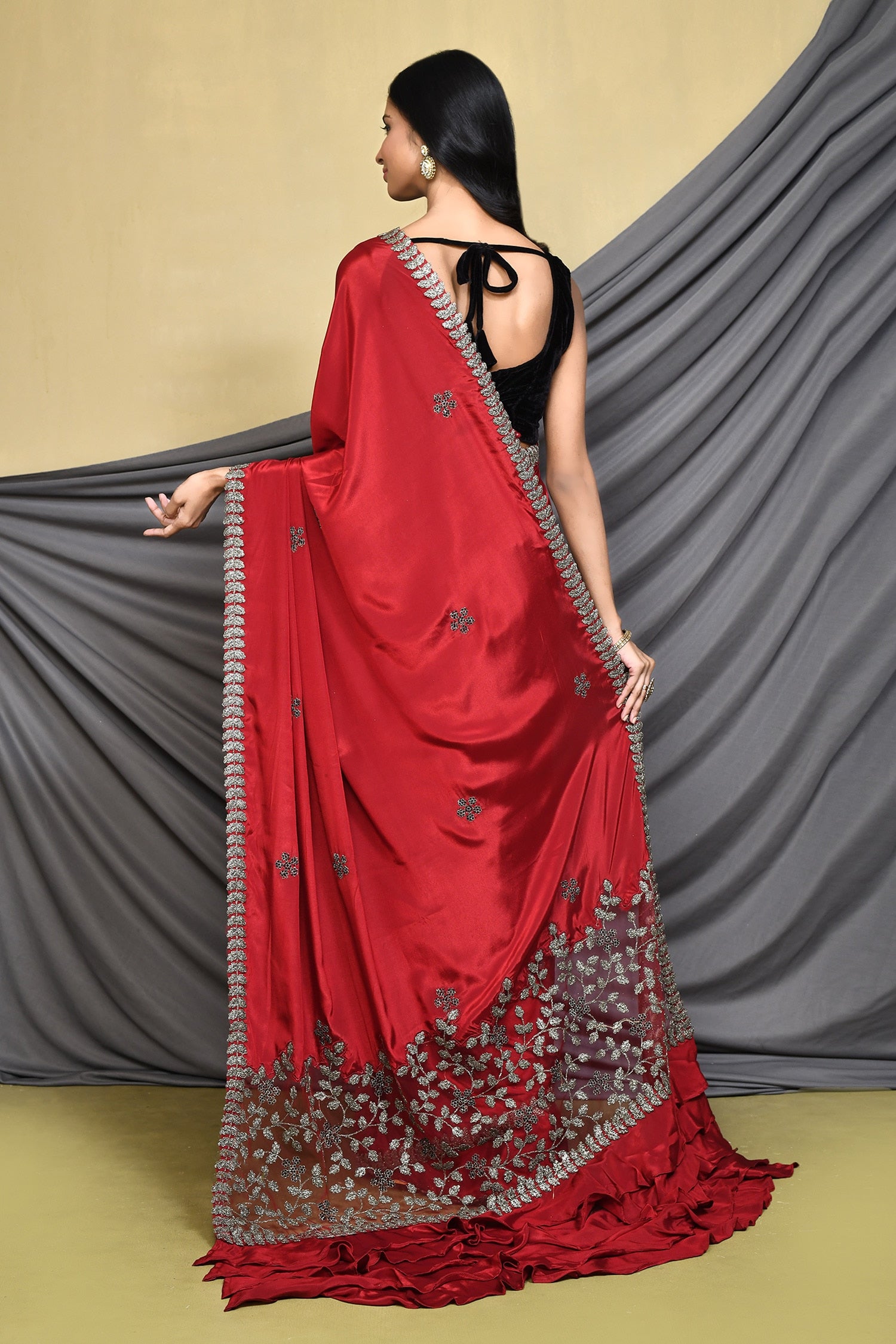 Buy MySilkLove Rusty Red Designer Georgette Saree Online