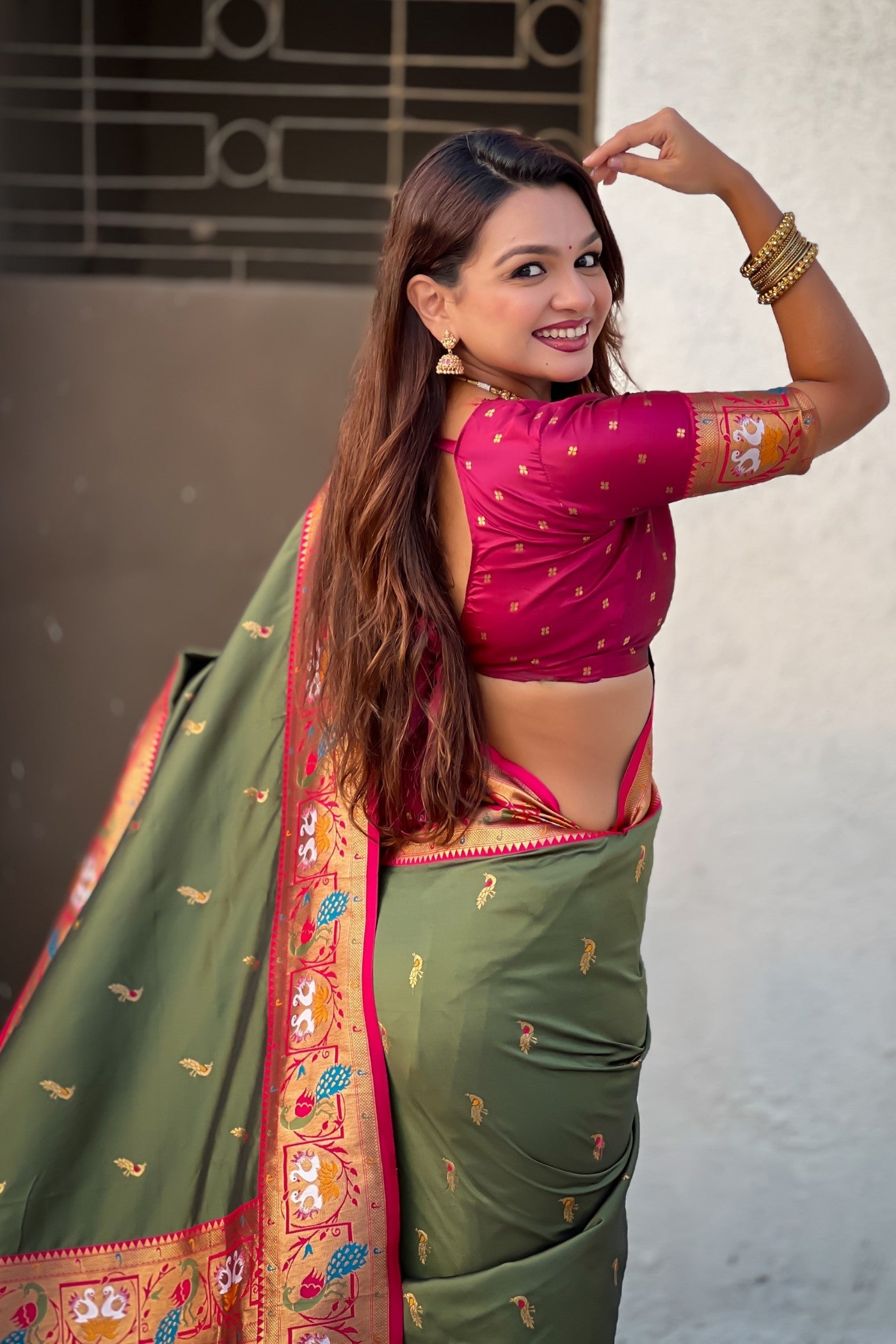 Buy MySilkLove Heritage Green Zari Woven Paithani Saree Online