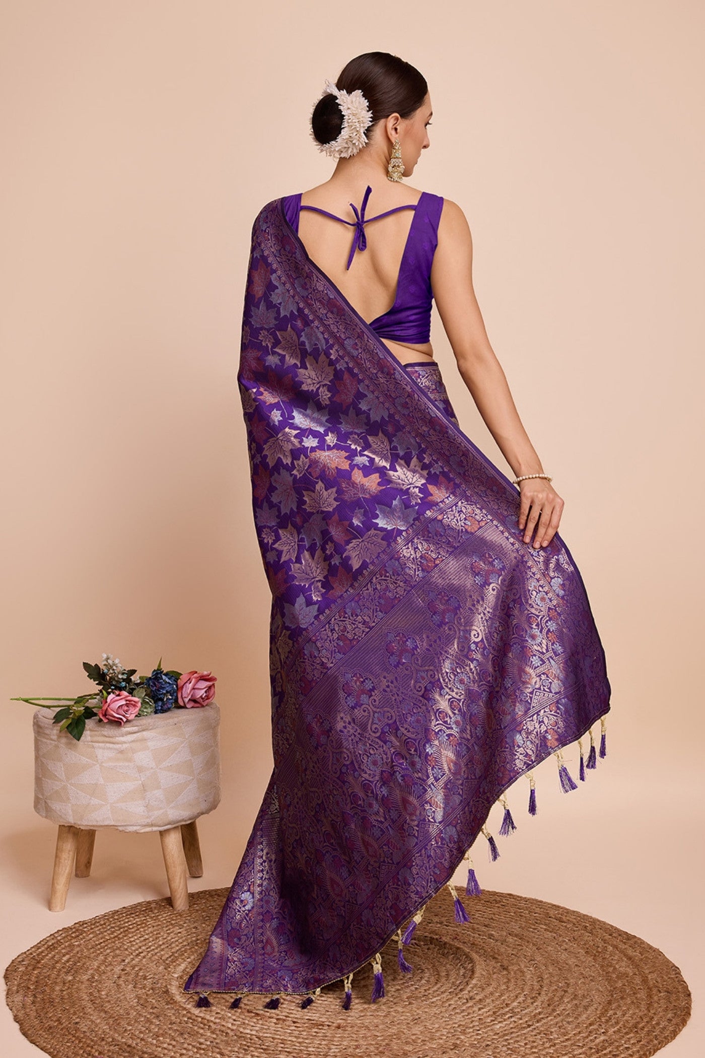 Buy MySilkLove Ripe Plum Purple Banarasi Soft Silk Saree Online