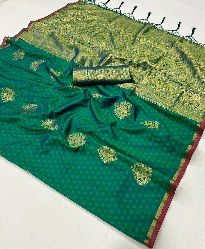 Buy MySilkLove Spark Green Handloom Banarasi Saree Online