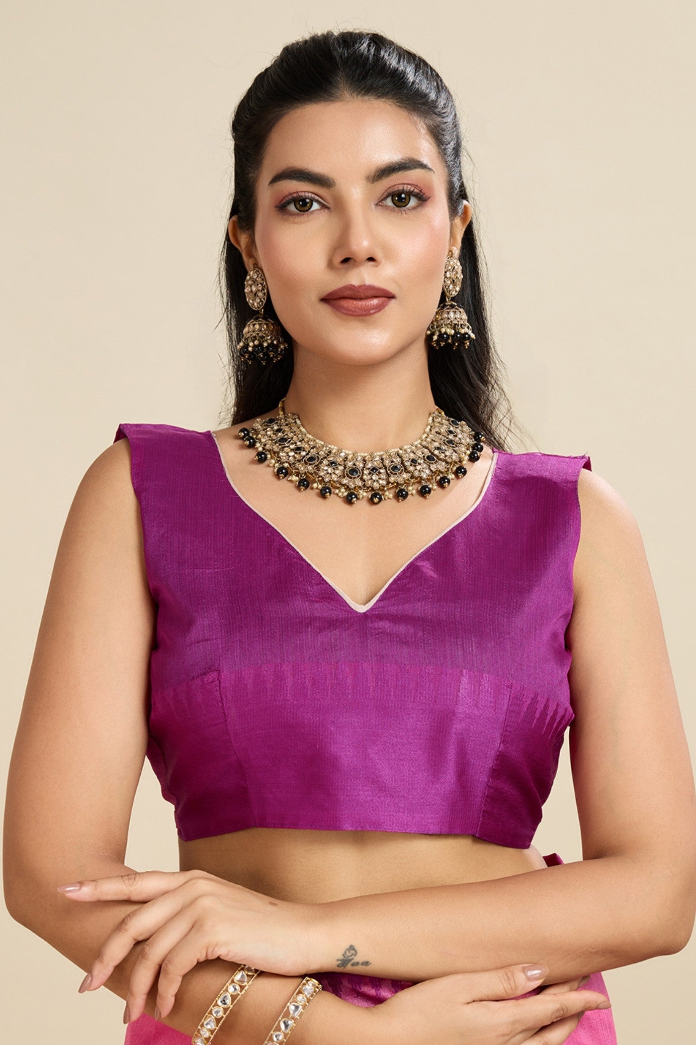 Buy MySilkLove Neon Pink Woven Raw Silk Saree Online