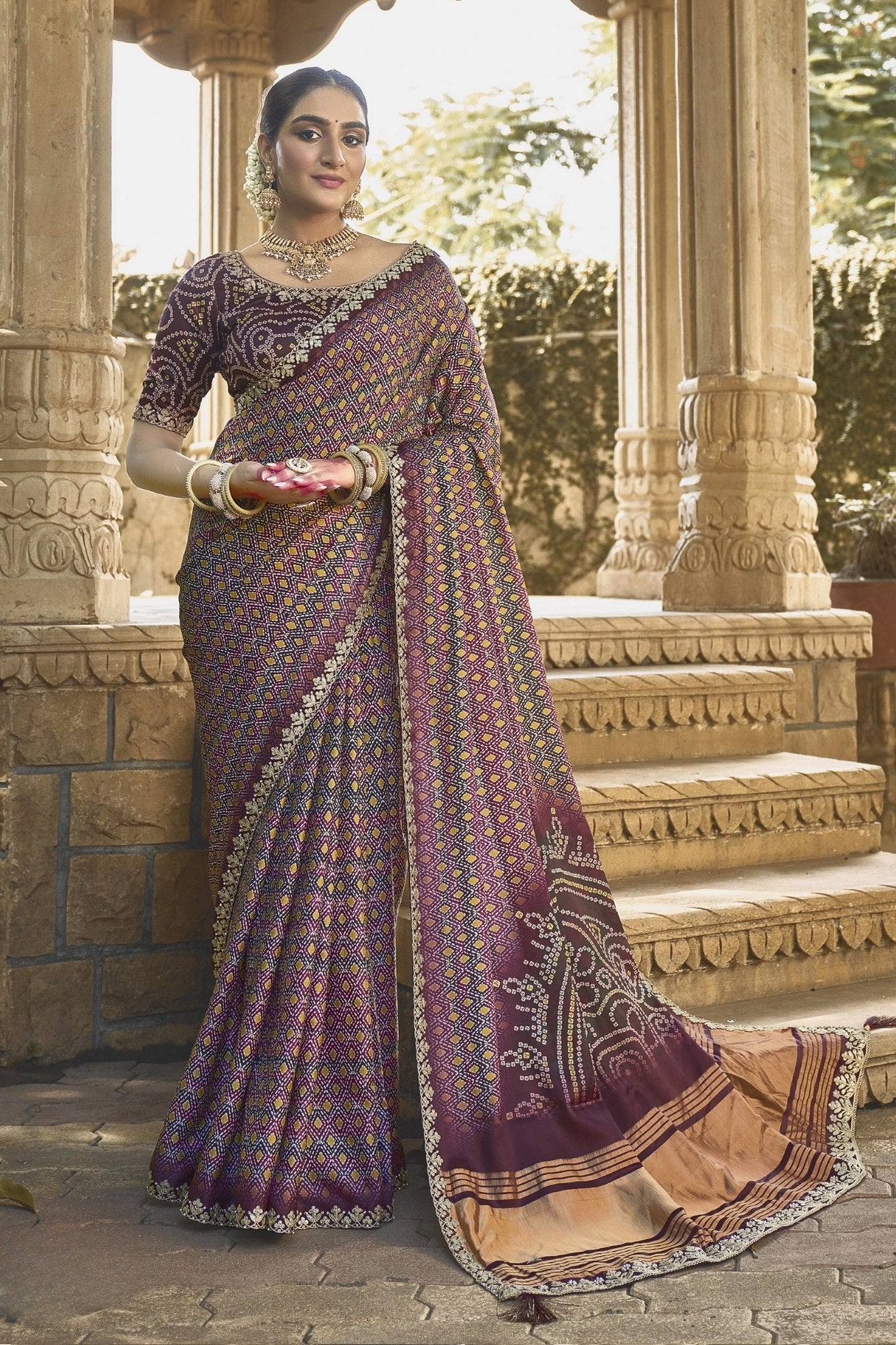 Buy MySilkLove Old Rose Purple Banarasi Designer Saree Online