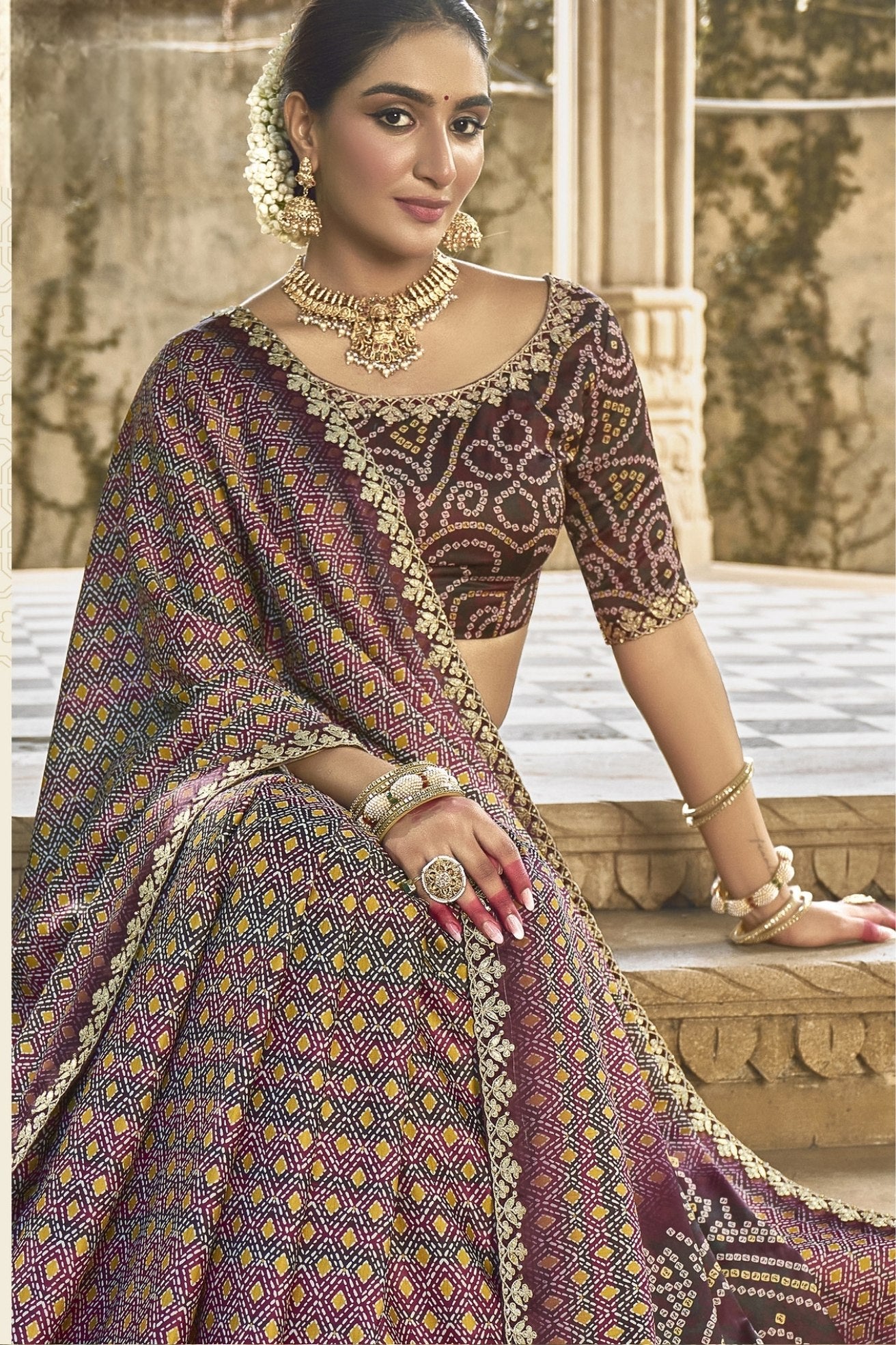 Buy MySilkLove Old Rose Purple Banarasi Designer Saree Online