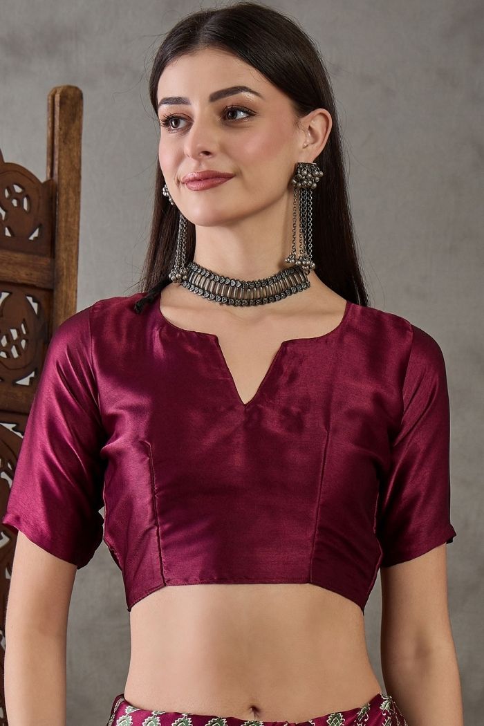Buy MySilkLove Brick Red Ajrakh Printed Satin Gaji Silk Saree Online
