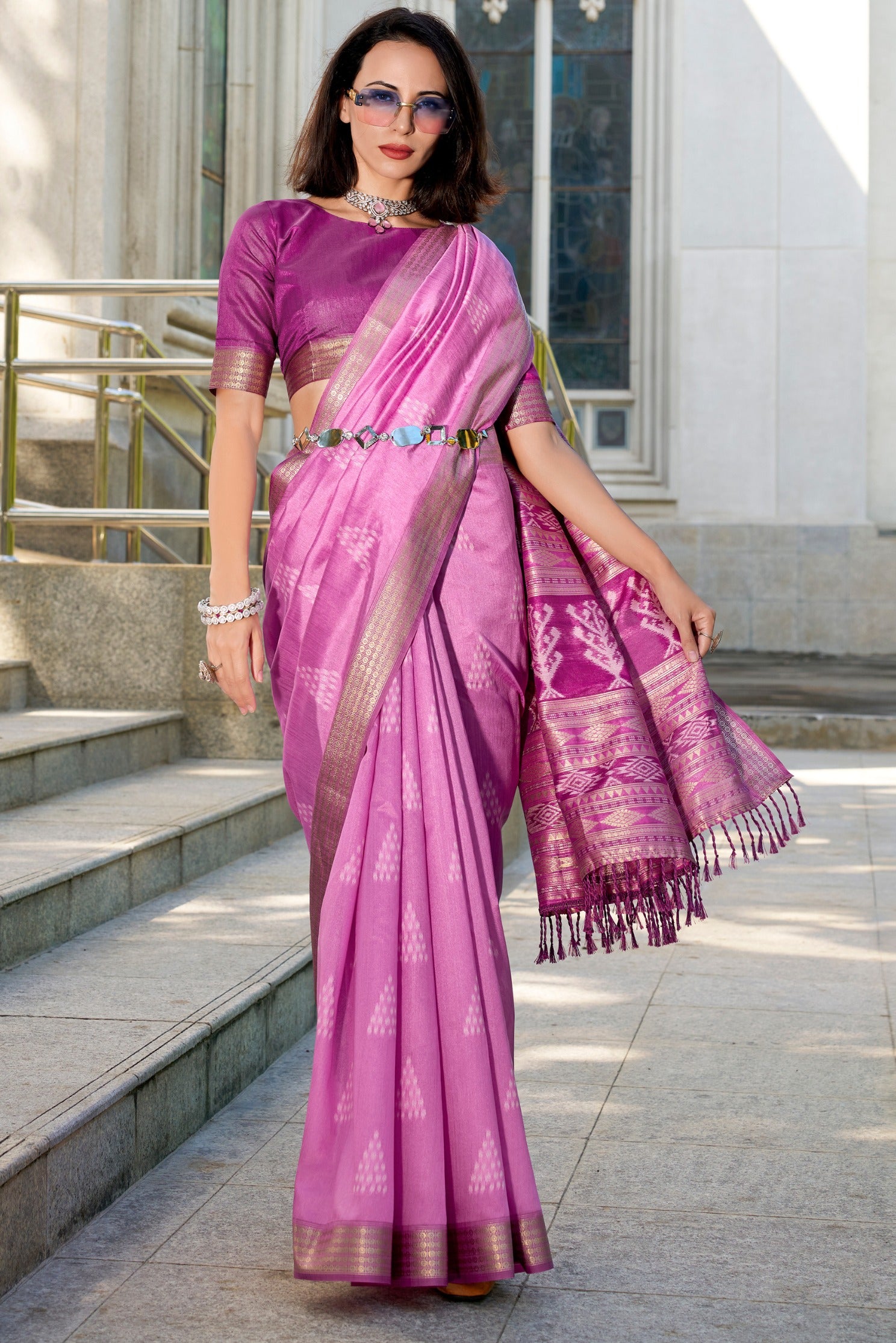 MySilkLove Mega Pink Ikkat Woven Banarasi Saree