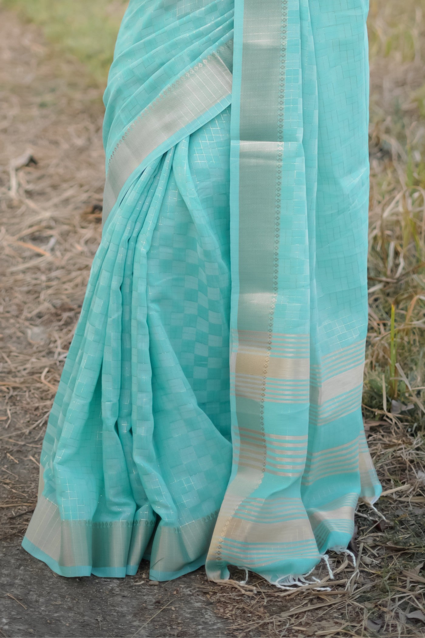 Buy MySilkLove Sky Blue Banarasi Raw Silk Saree Online