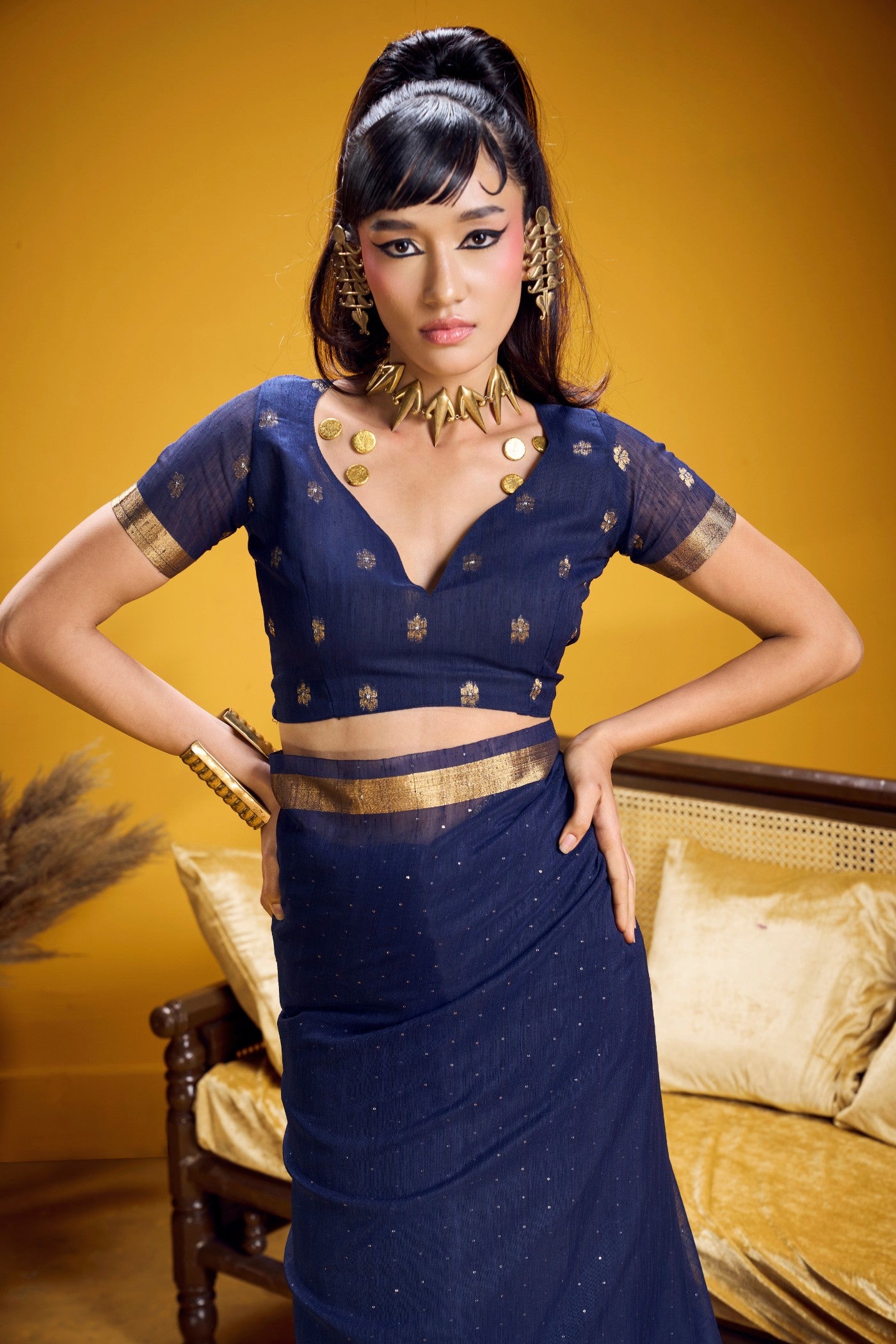 Buy MySilkLove Phthalo Blue Munga Handloom Cotton Saree Online