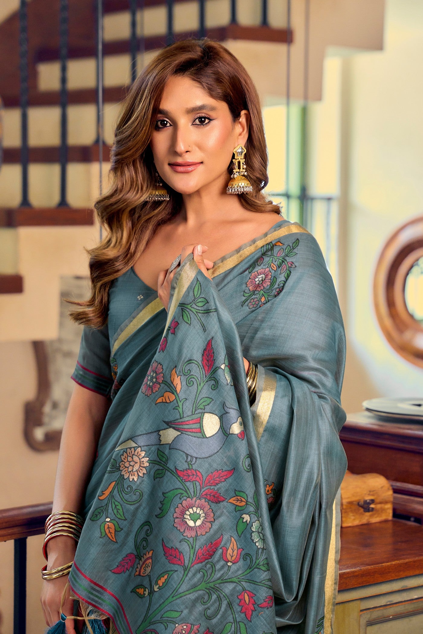 MySilkLove Neera Blue Cotton Silk Saree