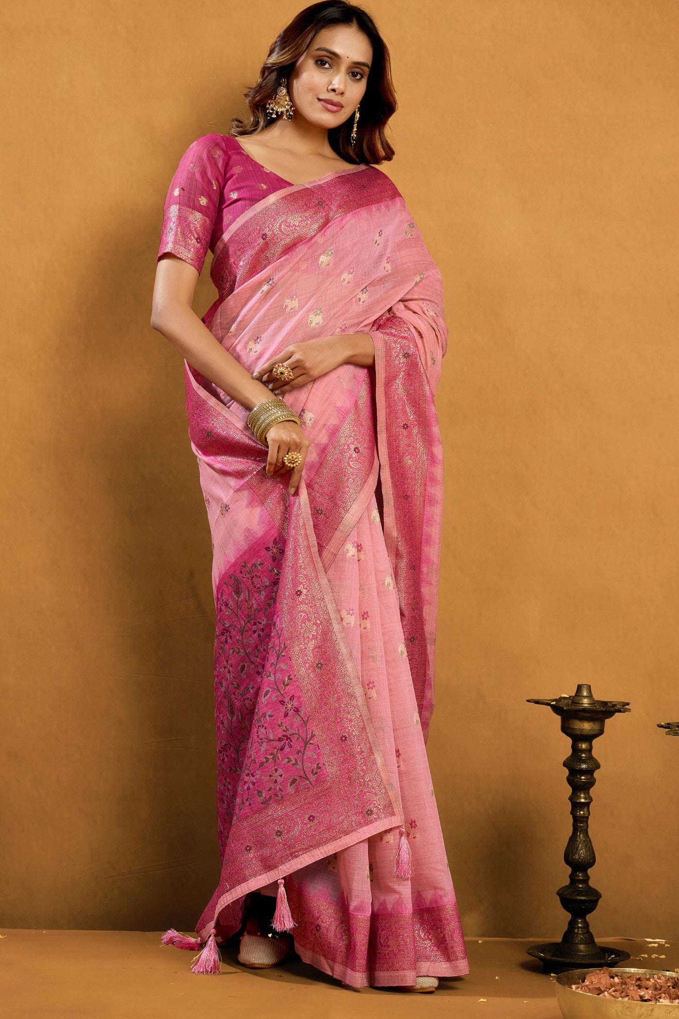Buy MySilkLove Fuchsia Pink Handloom Cotton Saree Online