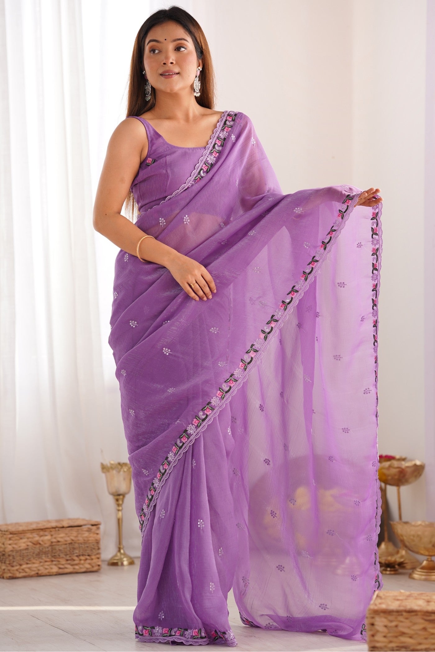 Buy MySilkLove Lily Purple Designer Partywear Saree Online