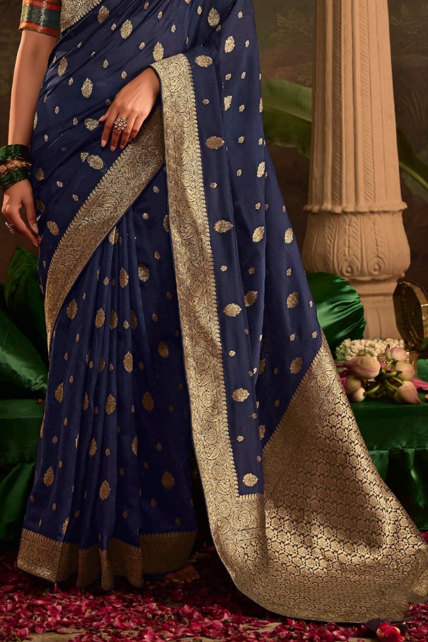 Buy MySilkLove Charade Blue Designer Banarasi Dola Silk Saree Online