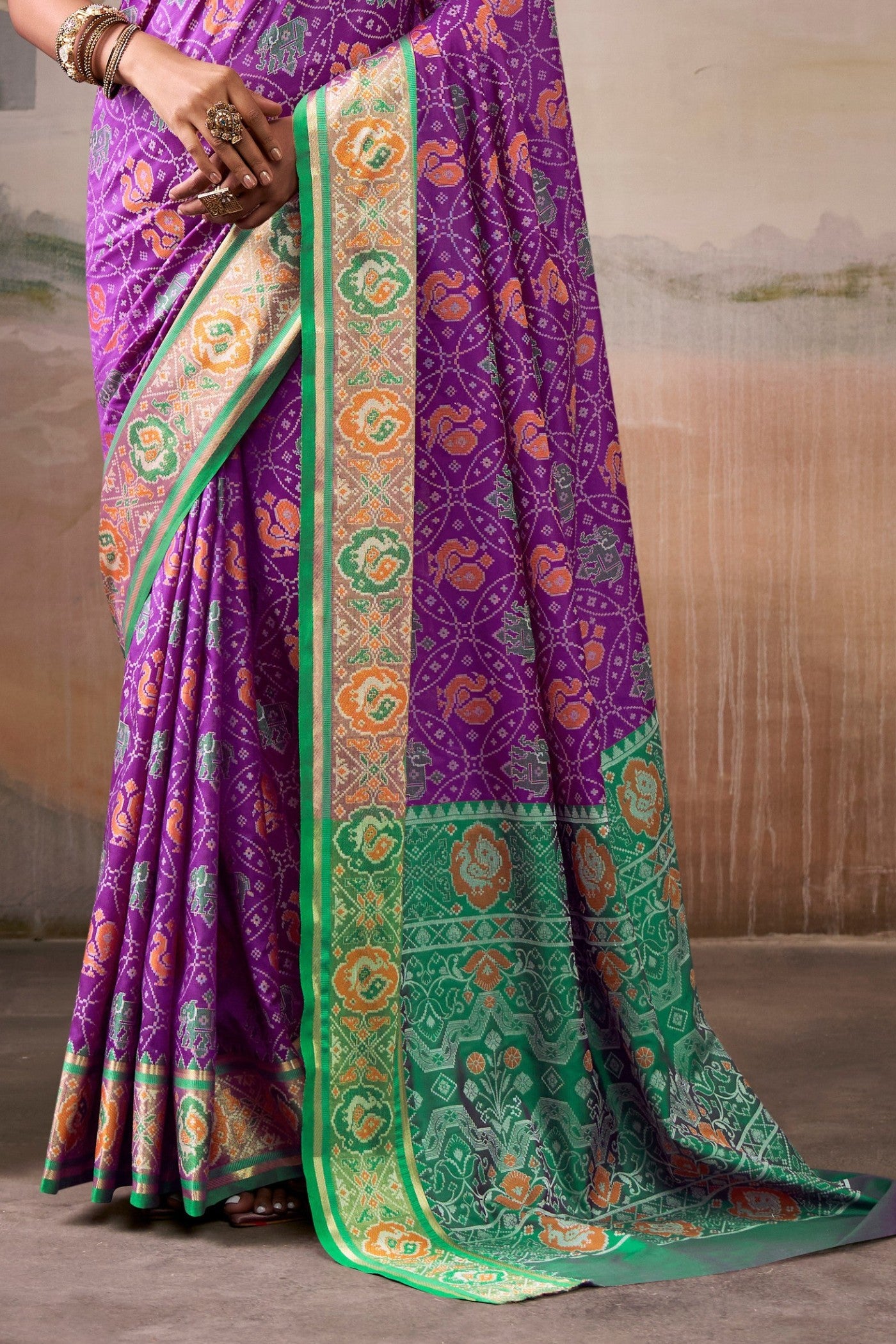 Buy MySilkLove Topaz Purple Woven Patola Silk Saree Online