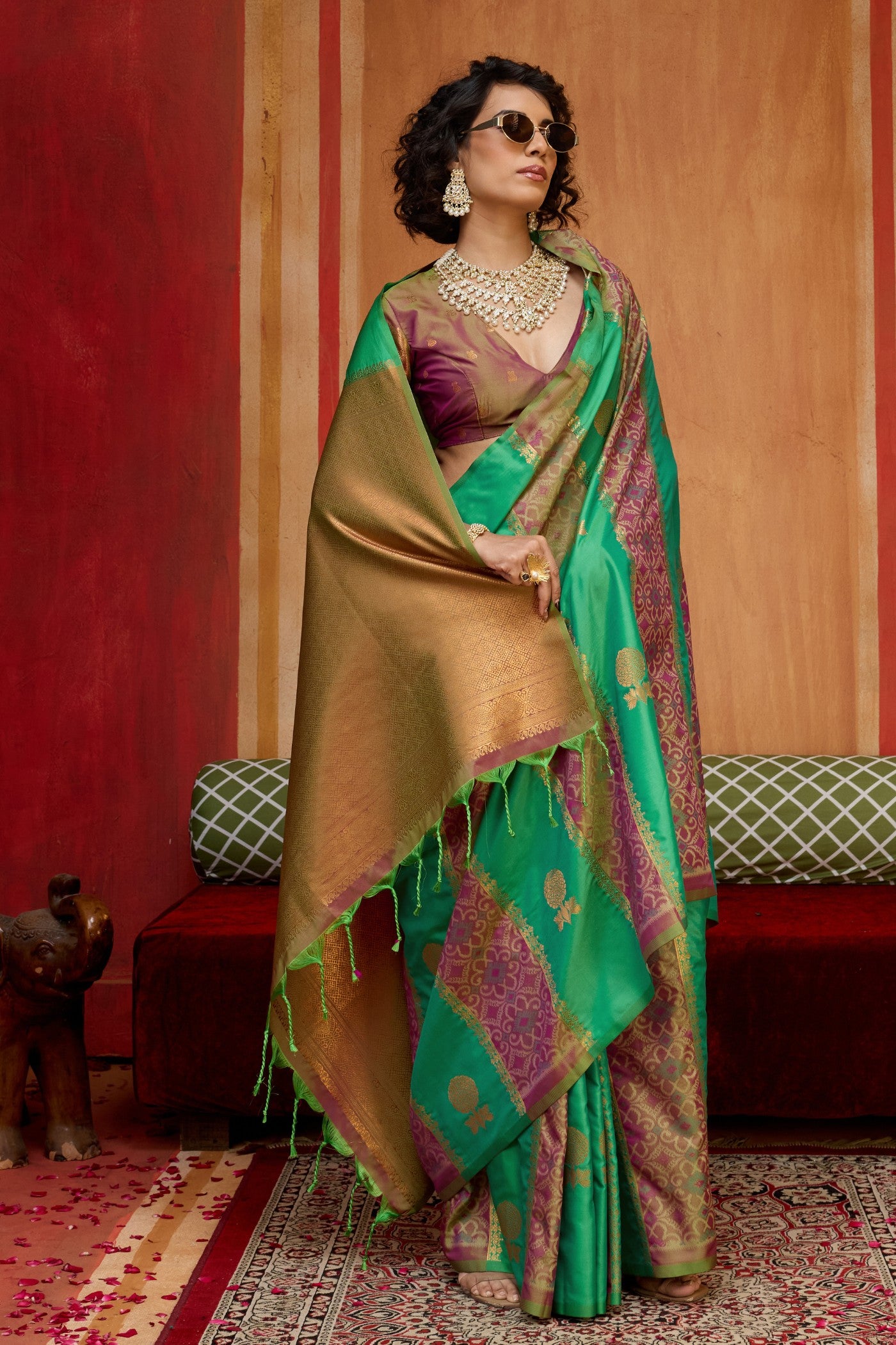 Buy MySilkLove Summer Green Banarasi Handloom Patola Saree Online