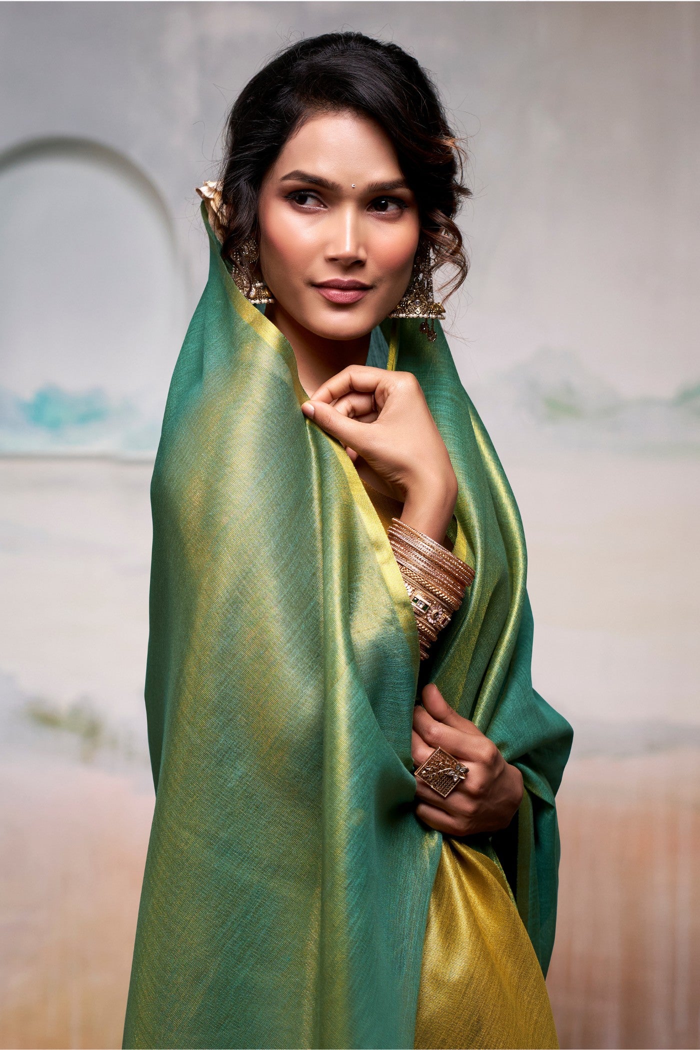 Buy MySilkLove Seweed Green Handloom Tissue Saree Online
