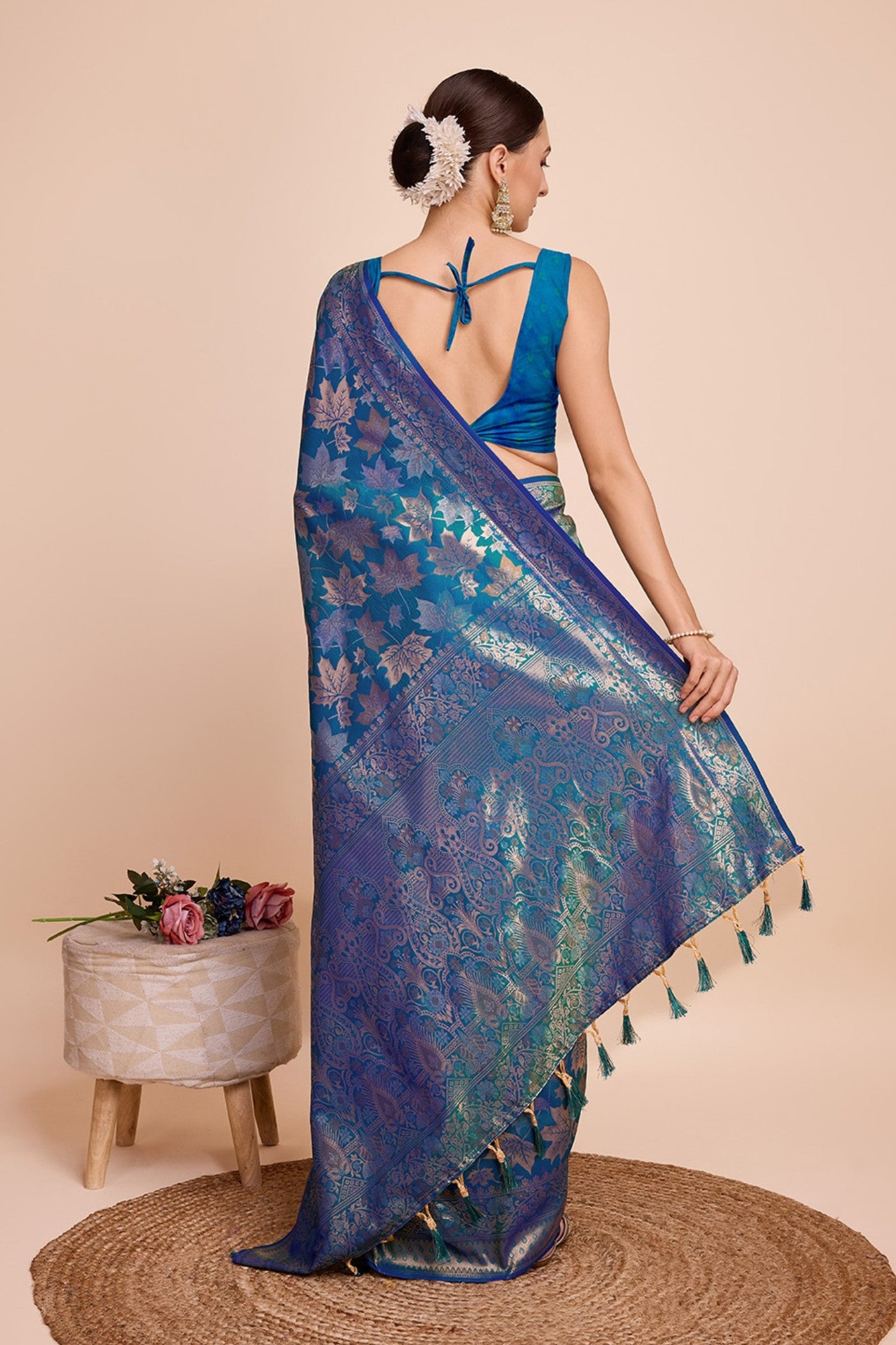 Buy MySilkLove Smalt Blue Banarasi Soft Silk Saree Online
