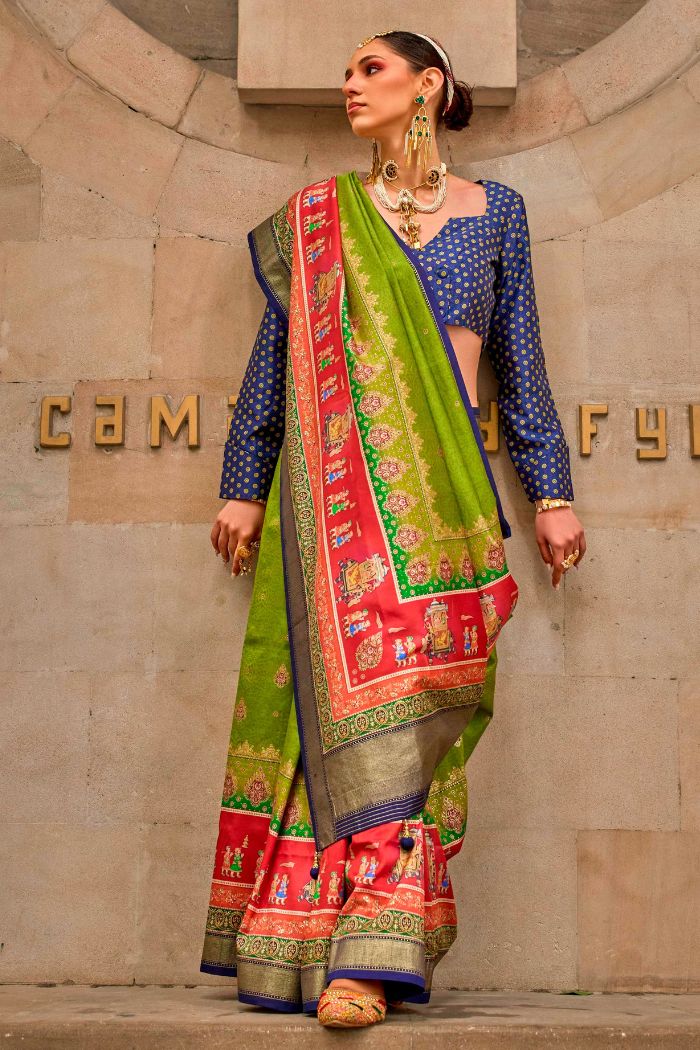 Buy MySilkLove Yukon Green Printed Patola Saree Online