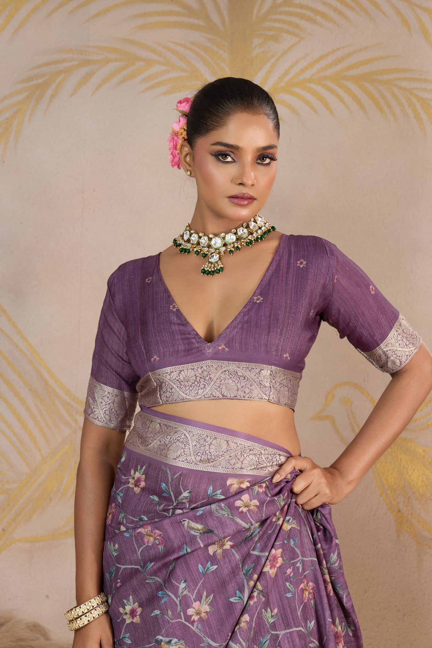 Buy MySilkLove Imperial Purple Viscose Digital Printed Saree Online