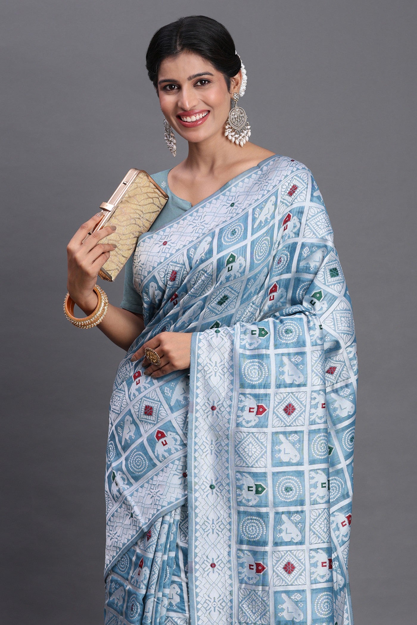 MySilkLove Pastel Blue Linen Cotton Saree