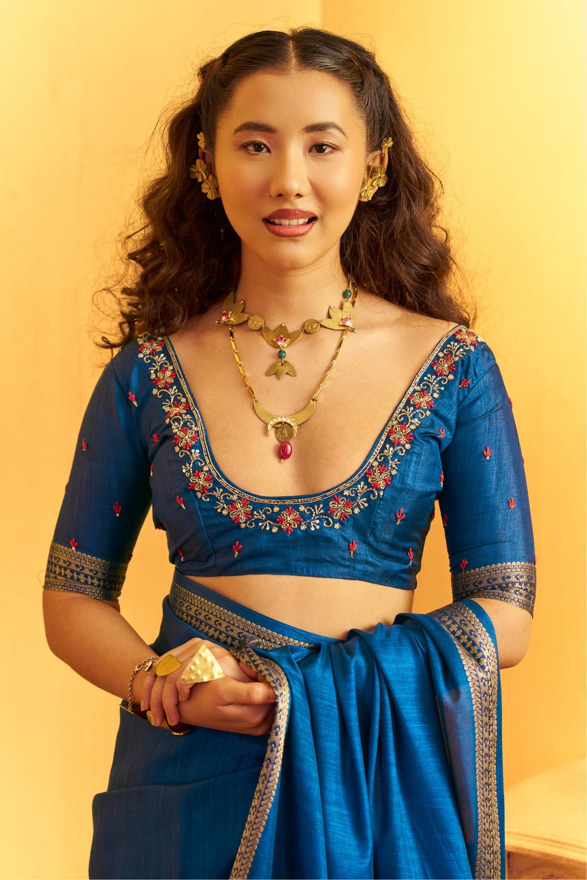 Buy MySilkLove Pacific Blue Tussar Handloom Silk Saree Online