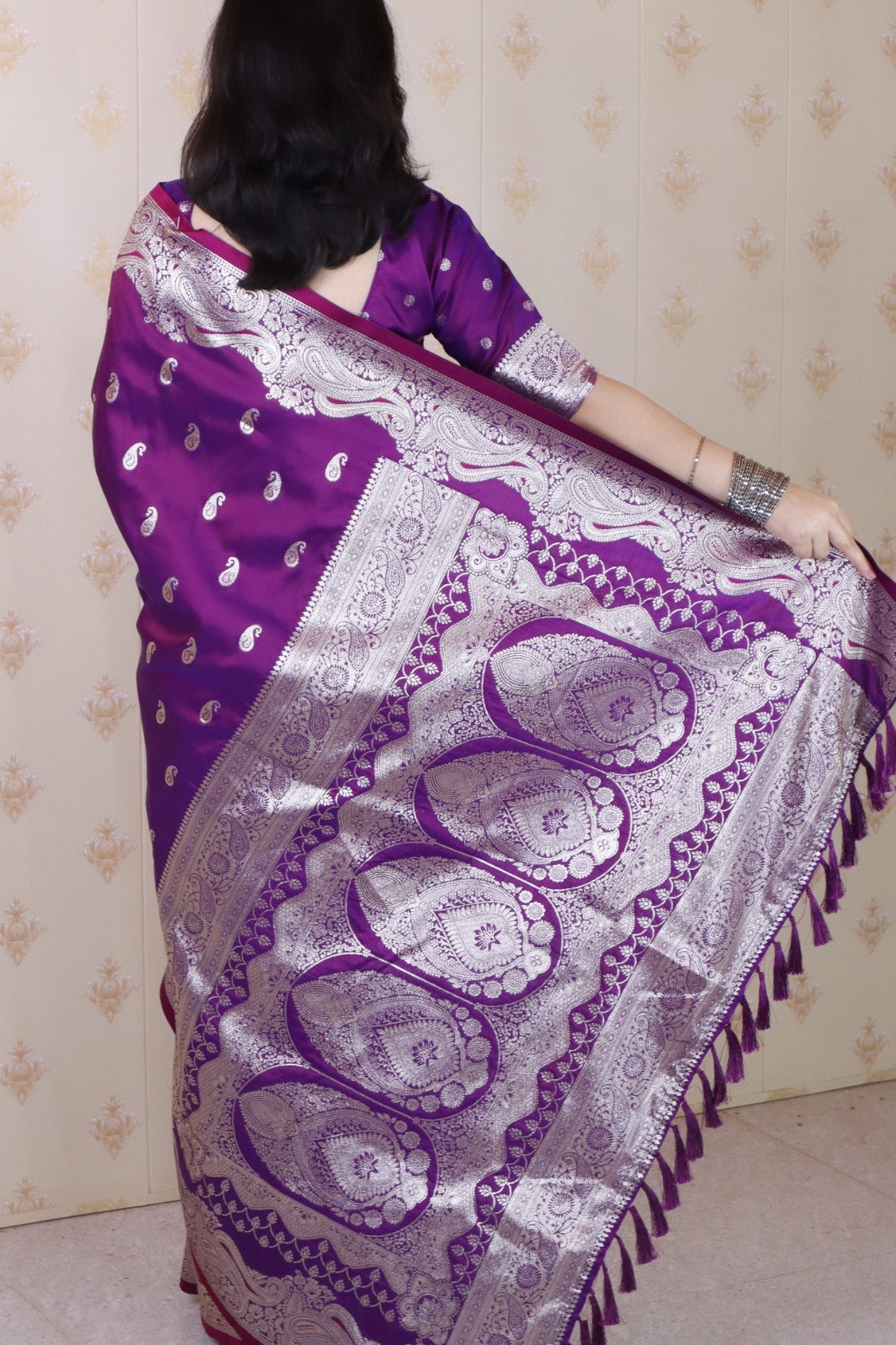 Buy MySilkLove Grape Purple Banarasi Handloom Saree Online