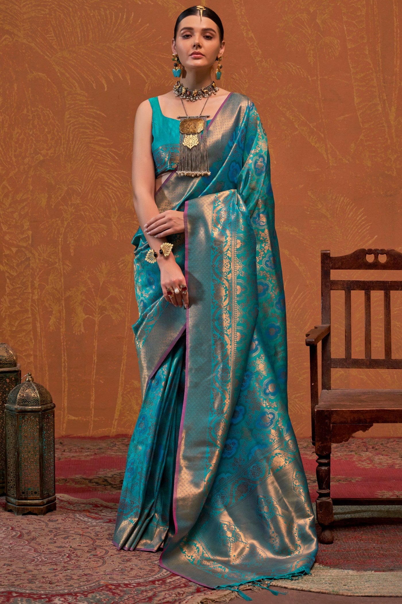 Buy MySilkLove Casal Blue Kanjivaram Handloom Saree Online