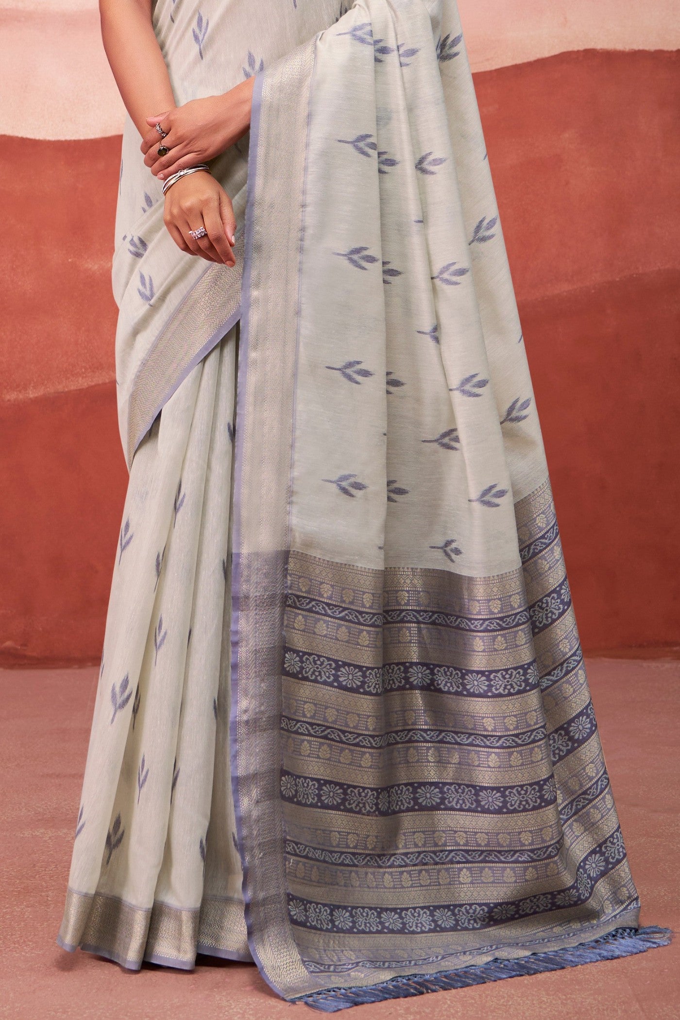 Buy MySilkLove Graphite Grey Woven Modal Cotton Saree Online