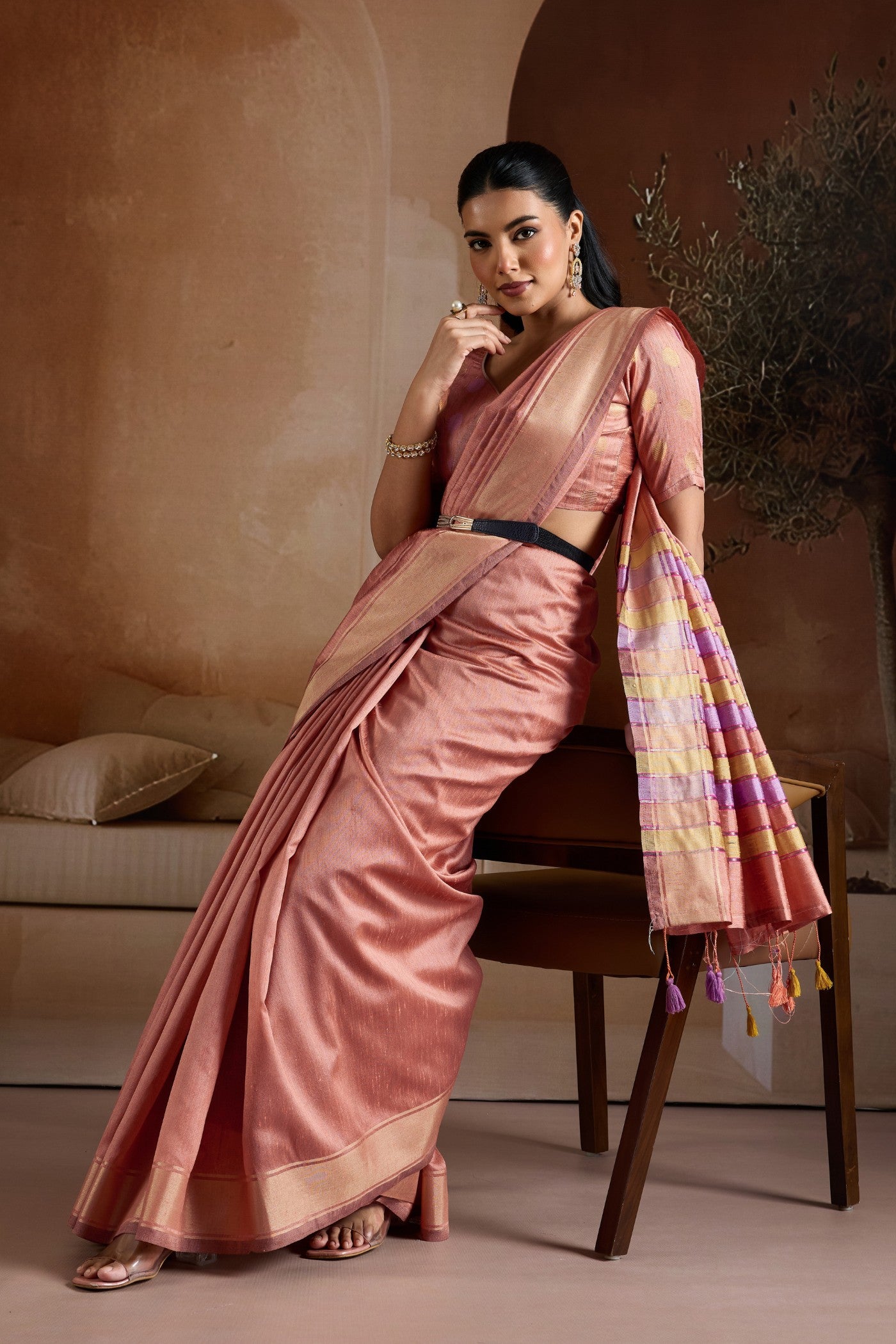 Buy MySilkLove Lilac Pink Handloom Bhagalpuri Saree Online