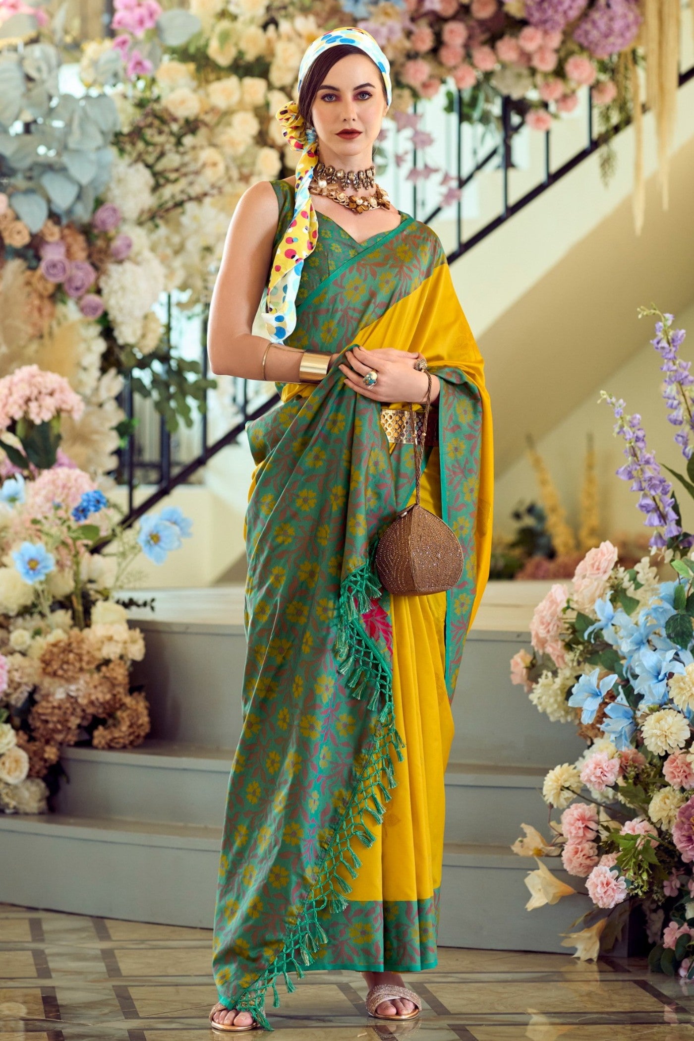 Buy MySilkLove Buttercup Yellow Woven Banarasi Soft Silk Saree Online