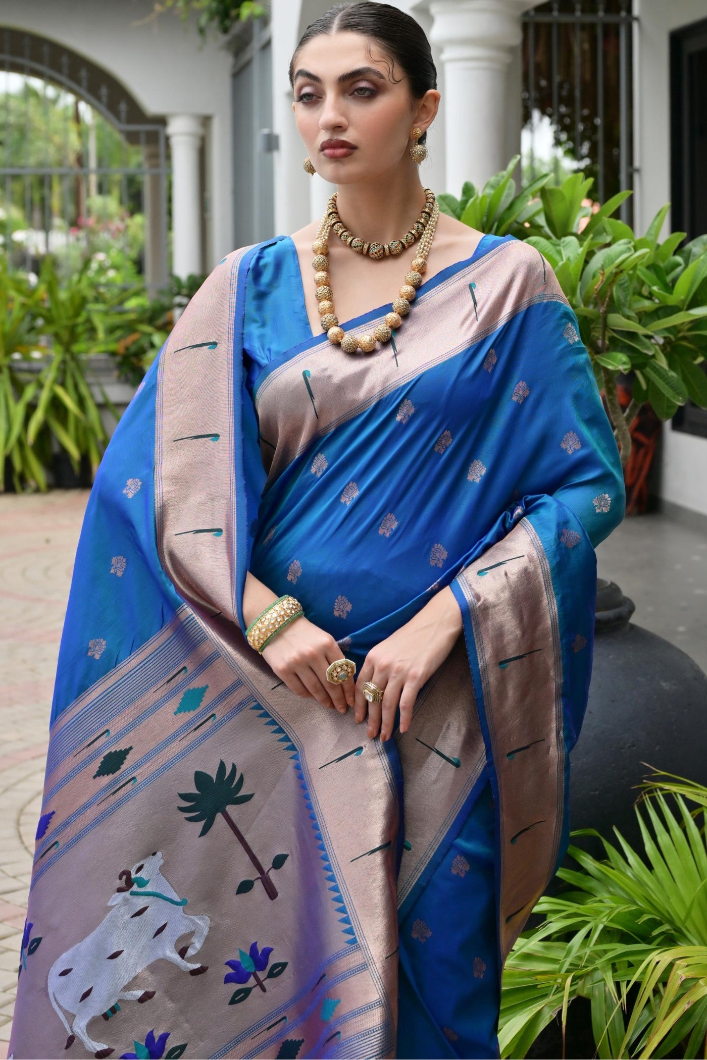 MySilkLove Bondi Blue Woven Paithani Saree