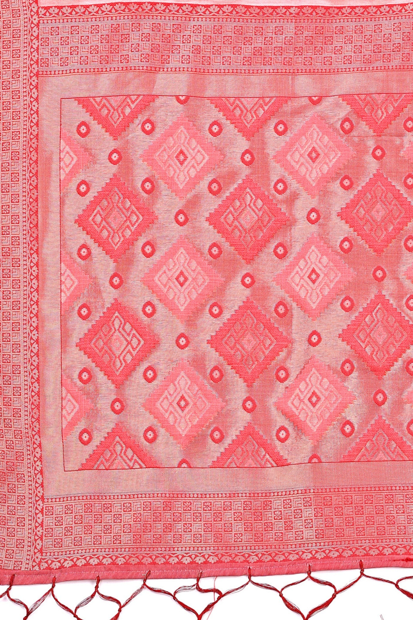 Buy MySilkLove Deep Peach Woven Linen Cotton Saree Online