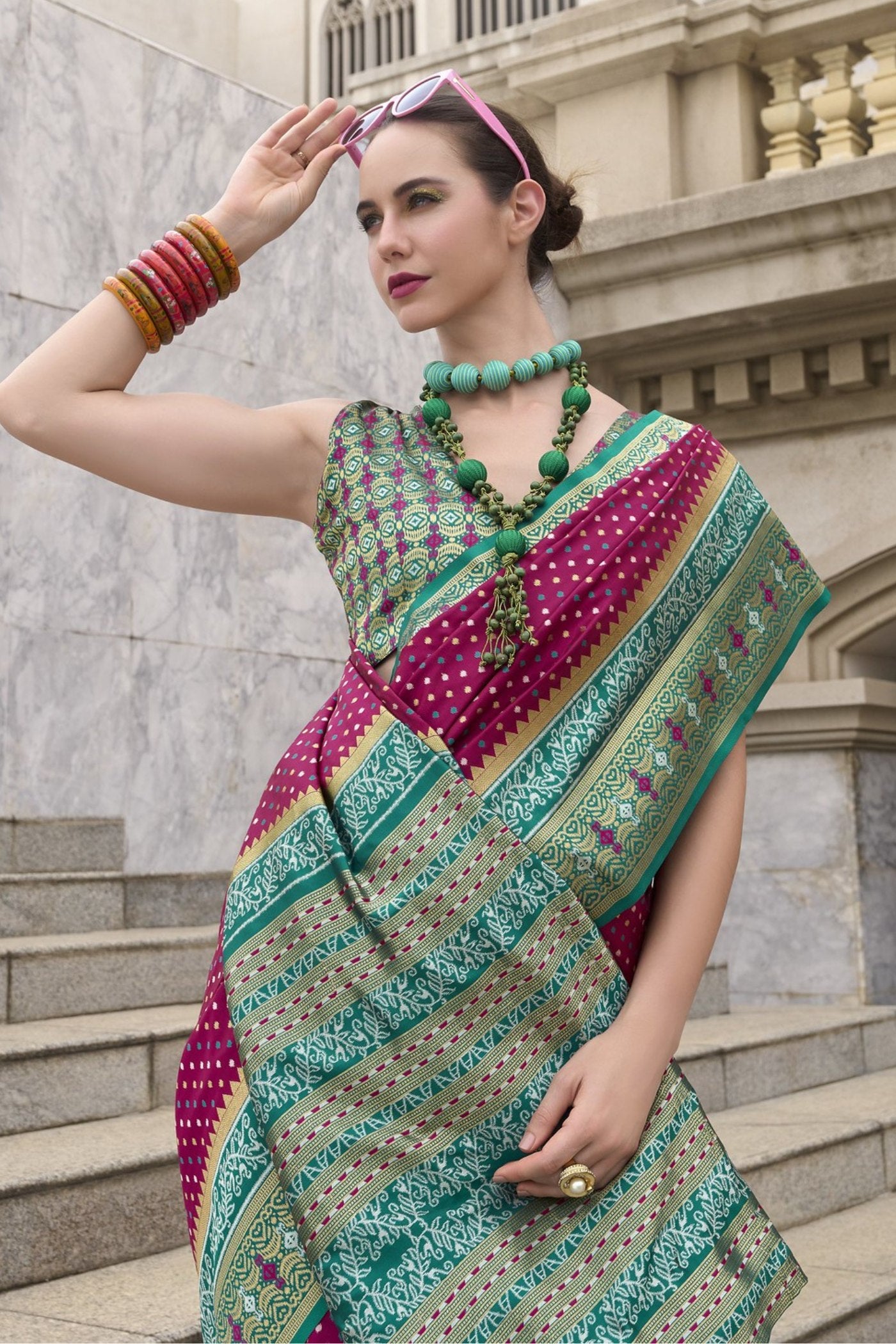 Buy MySilkLove Hibiscus Pink Woven Banarasi Saree Online