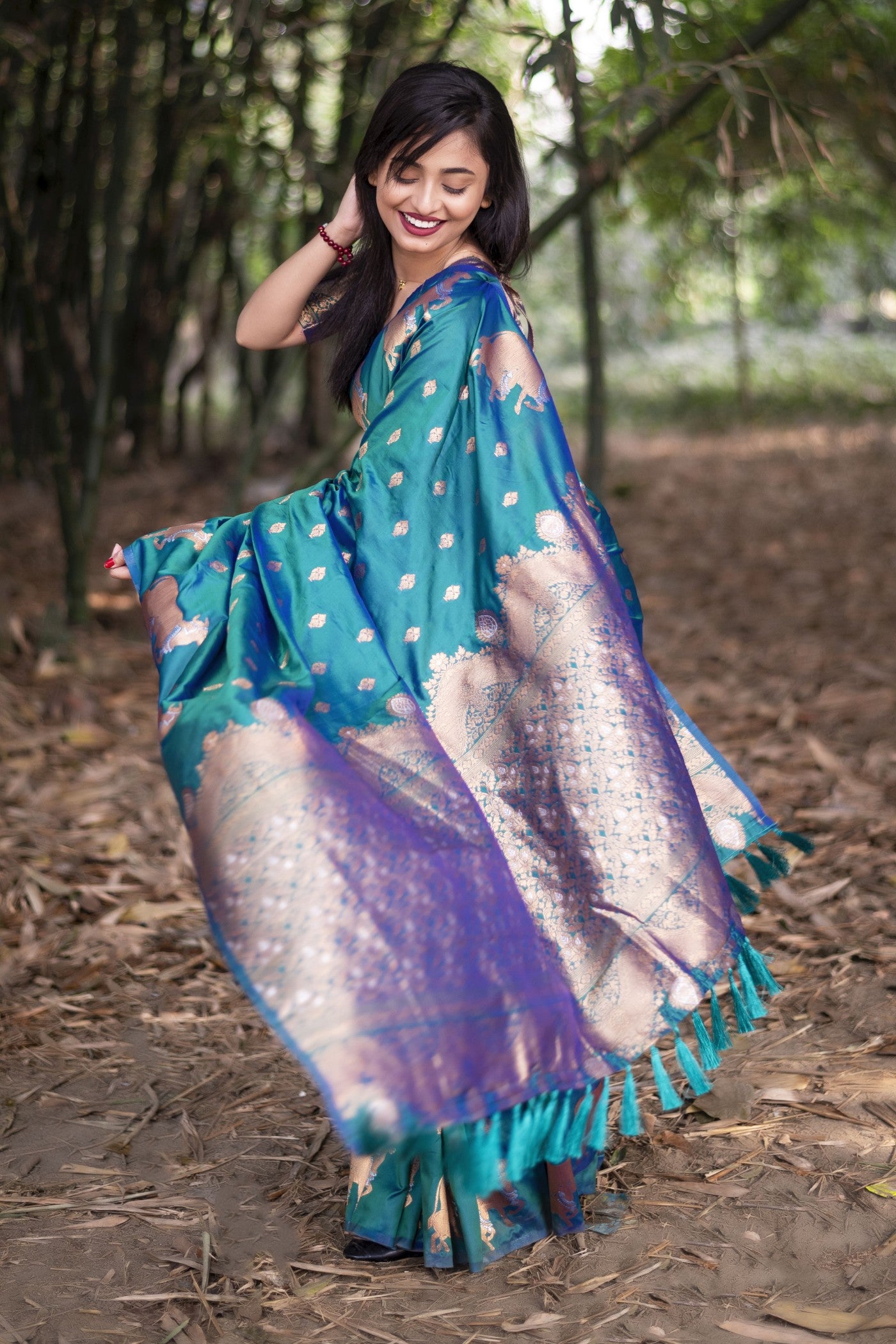 Buy MySilkLove Force Blue Woven Banarasi Saree Online