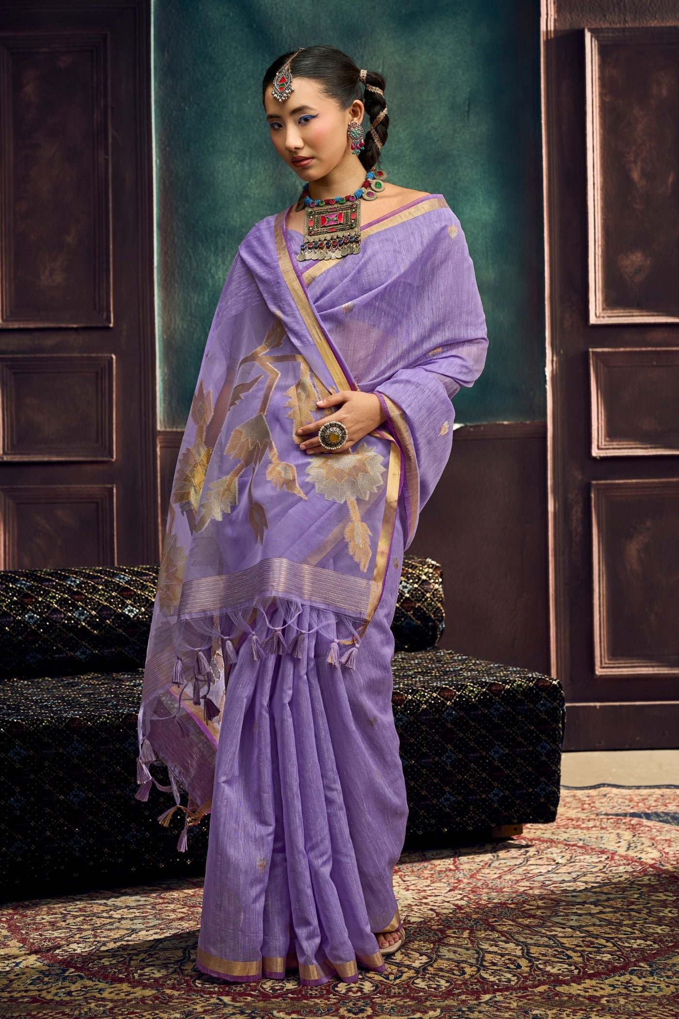 Buy MySilkLove Eggplant Purple Munga Handloom Cotton Saree Online