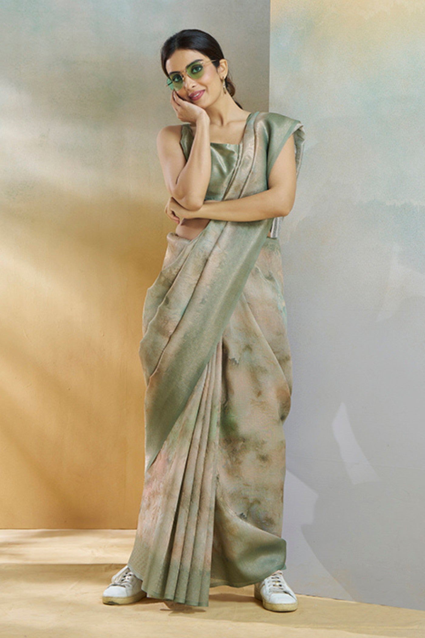 Buy MySilkLove Soya Bean Green Banarasi Handloom Saree Online