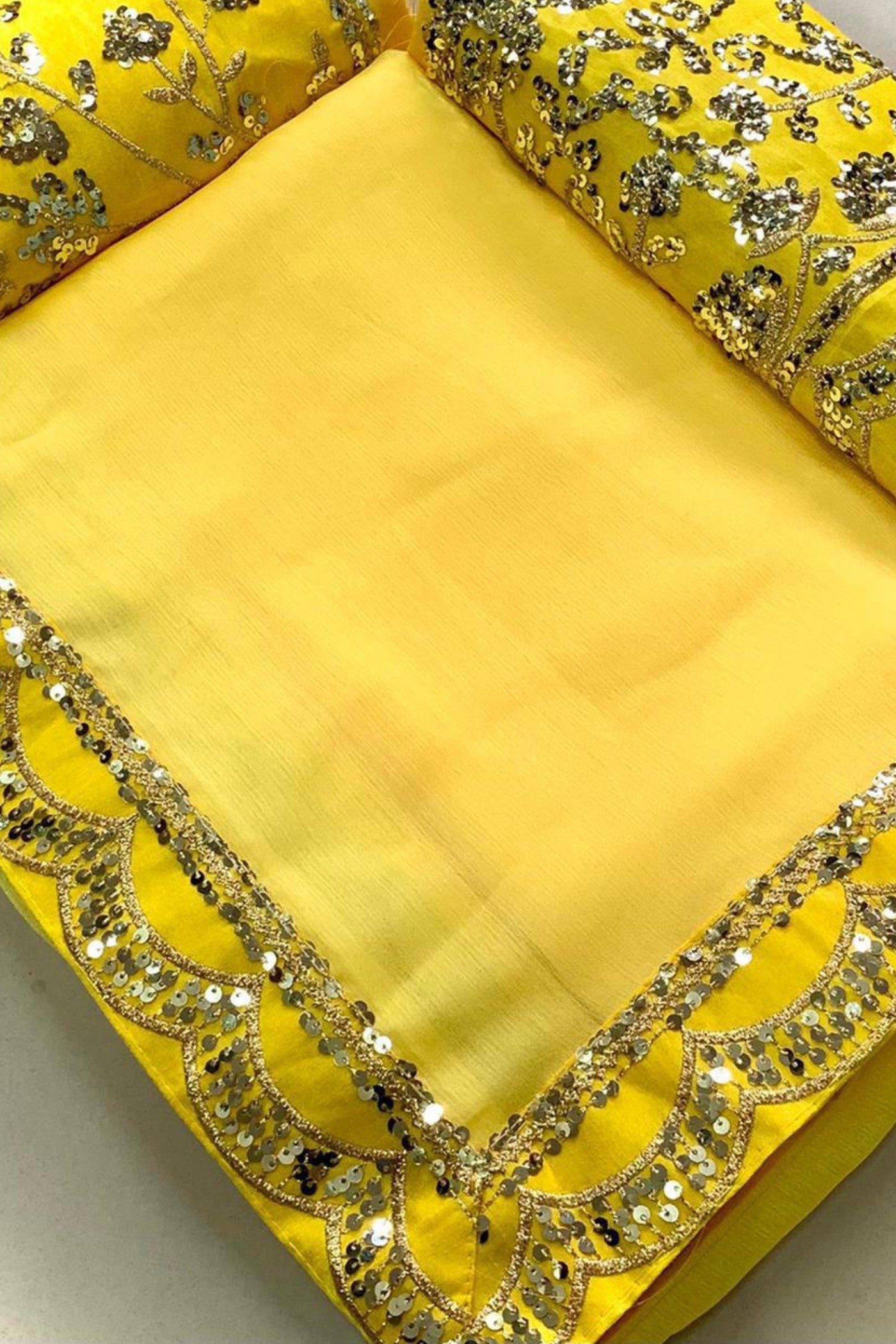 Buy MySilkLove Janhavi Kapoor Inspired Yellow Chiffon Partywear Saree Online