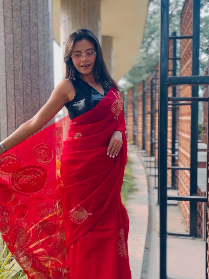 Buy MySilkLove Ruby Red Munga Handloom Cotton Saree Online