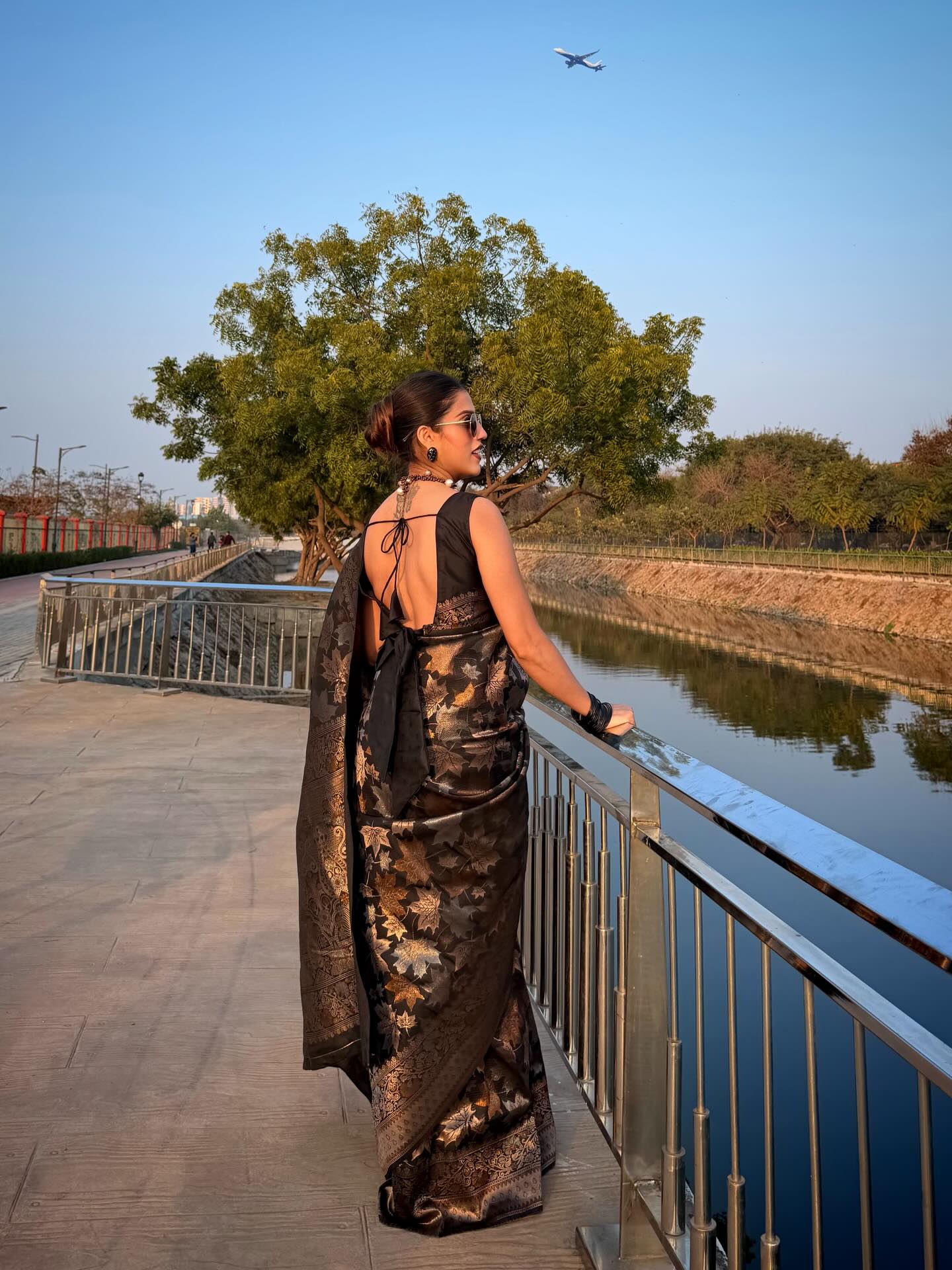 Buy MySilkLove Aged Black Banarasi Soft Silk Saree Online