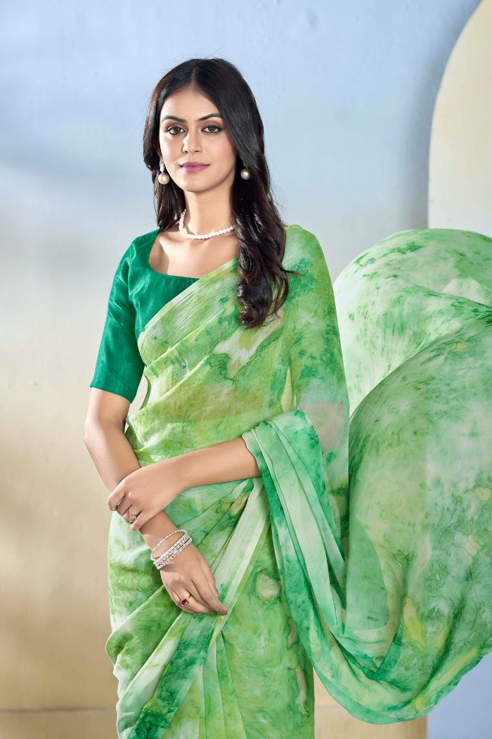 Buy MySilkLove Pista Green Ready To Wear Georgette Saree Online